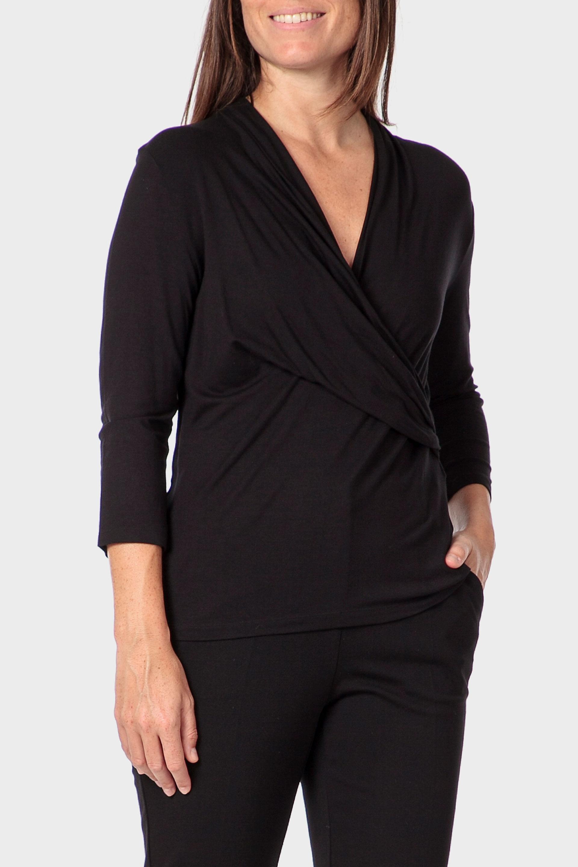 Black Criss-Cross T-Shirt, Black, large