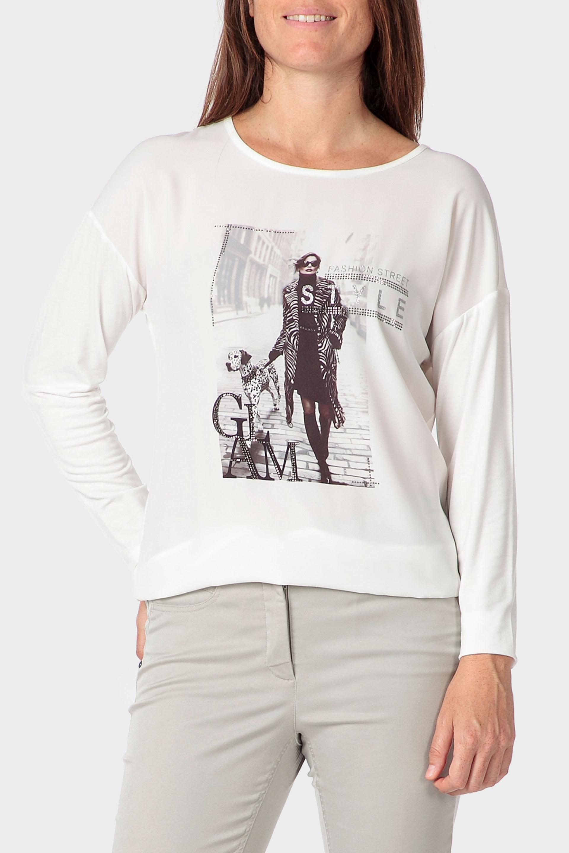 White Printed T-Shirt, Beige Talc, medium