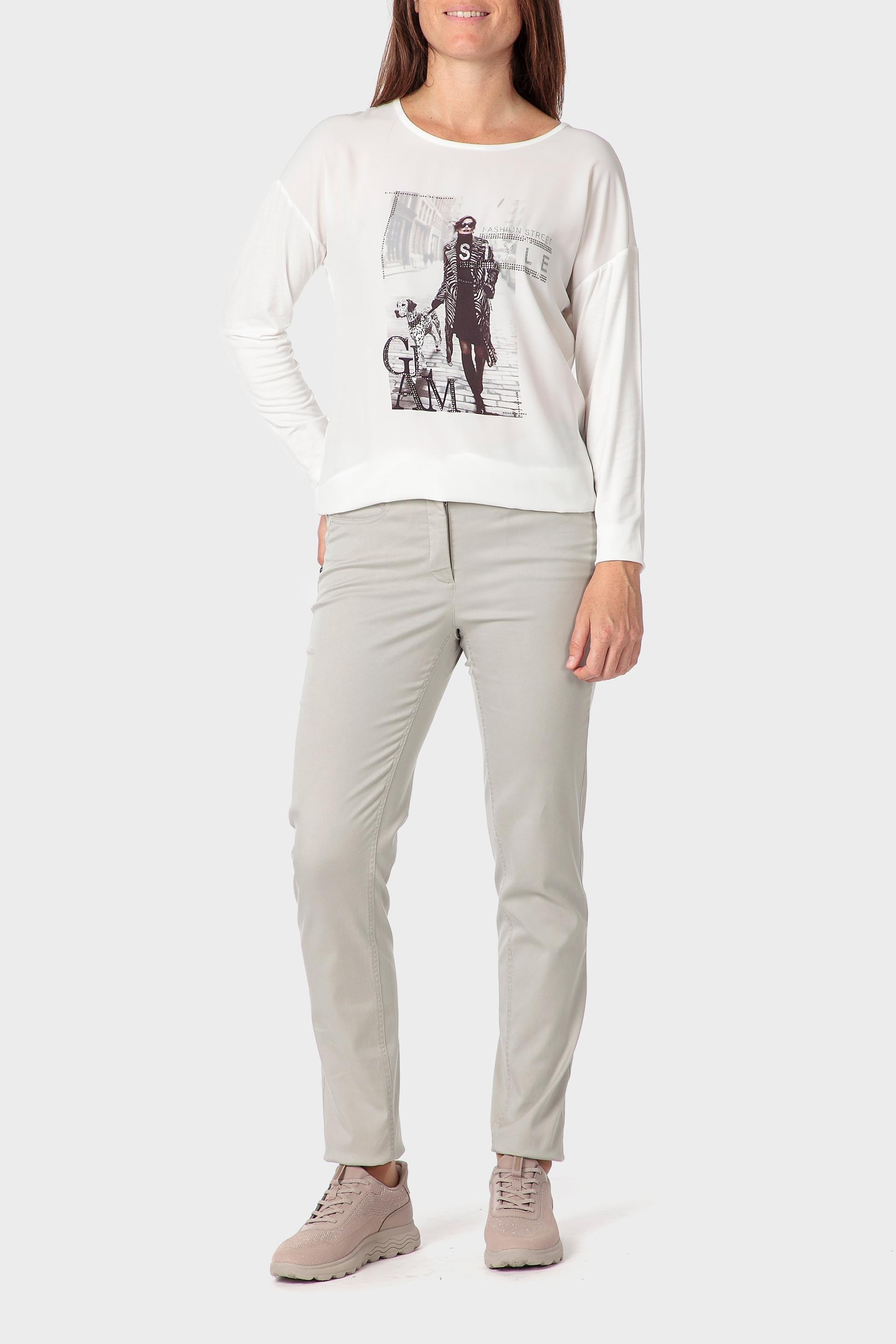 White Printed T-Shirt, Beige Talc, large image number 1