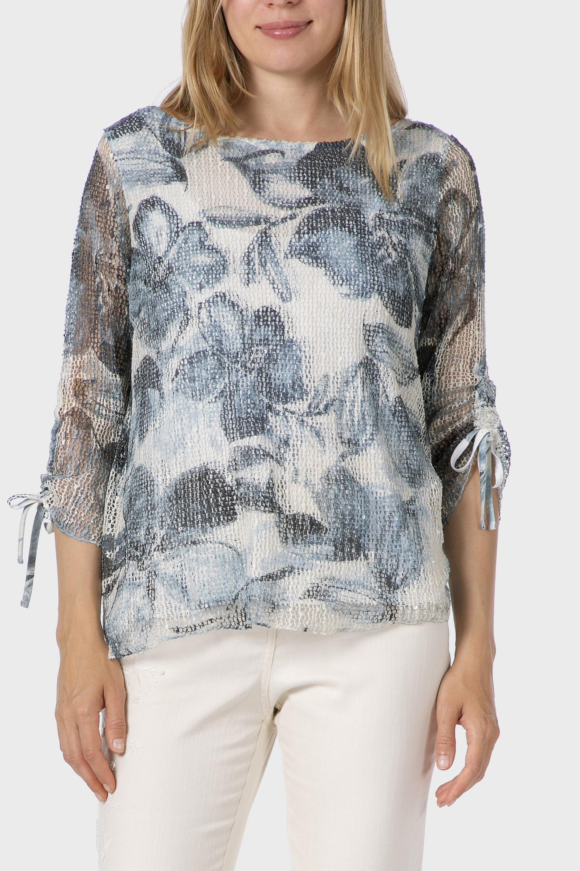 Grey Mesh Printed T-Shirt, , large image number 0