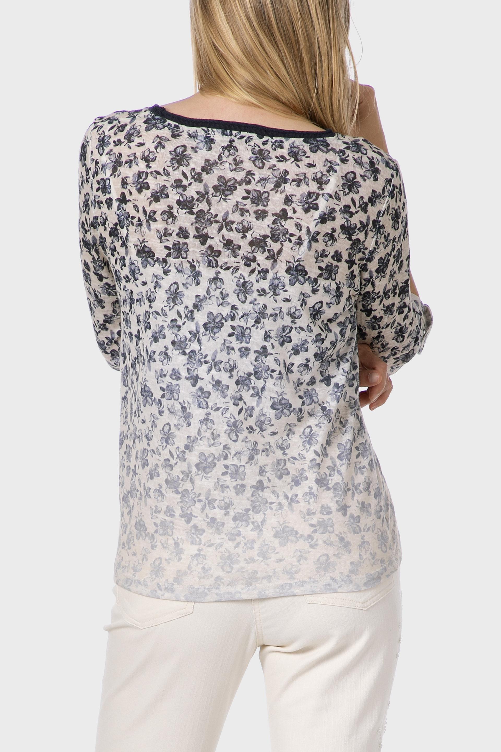 Grey Floral Print T-Shirt, , large image number 1