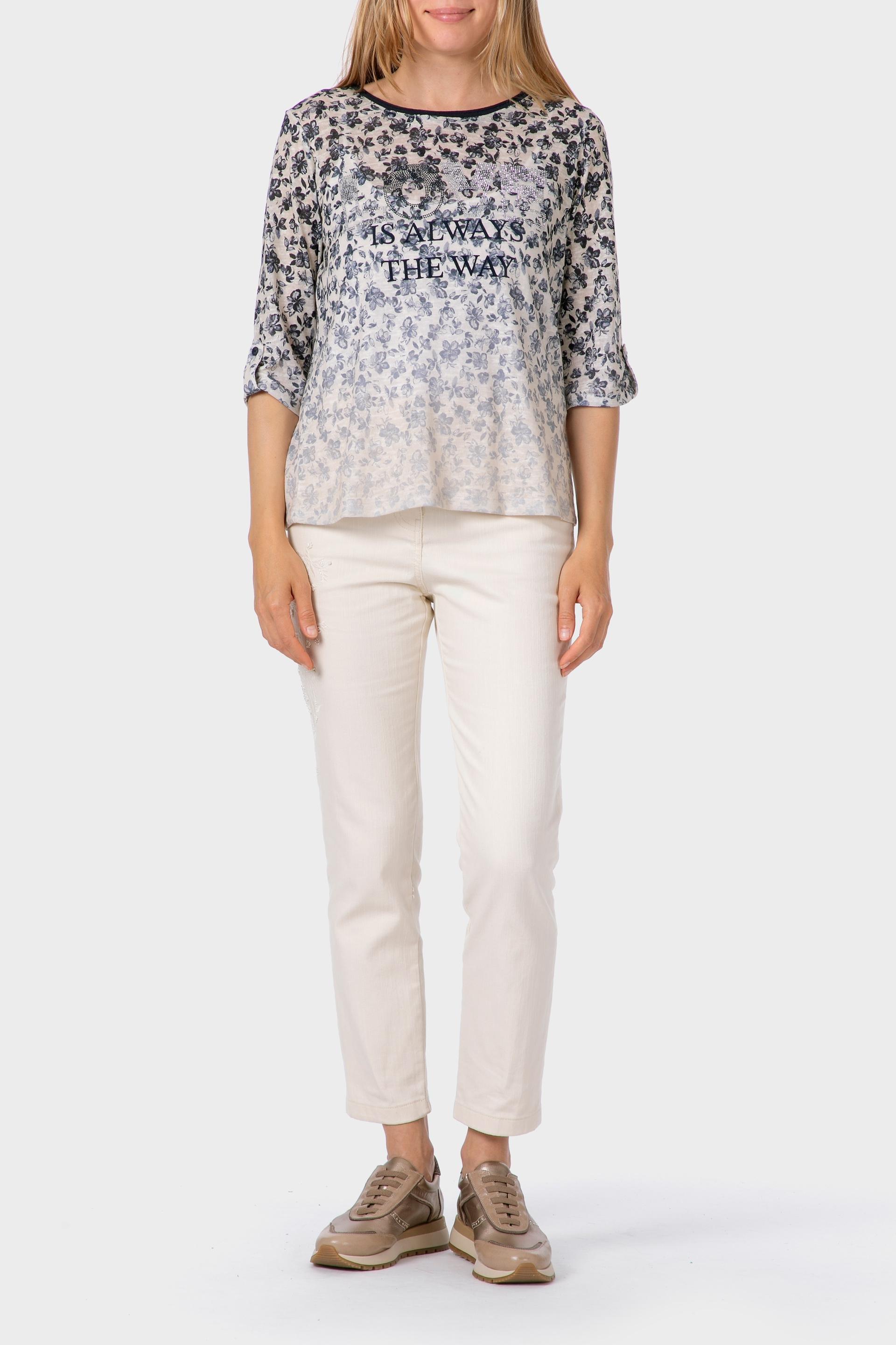 تيشيرت بطبعة زهور، رمادي, 3701_320, medium