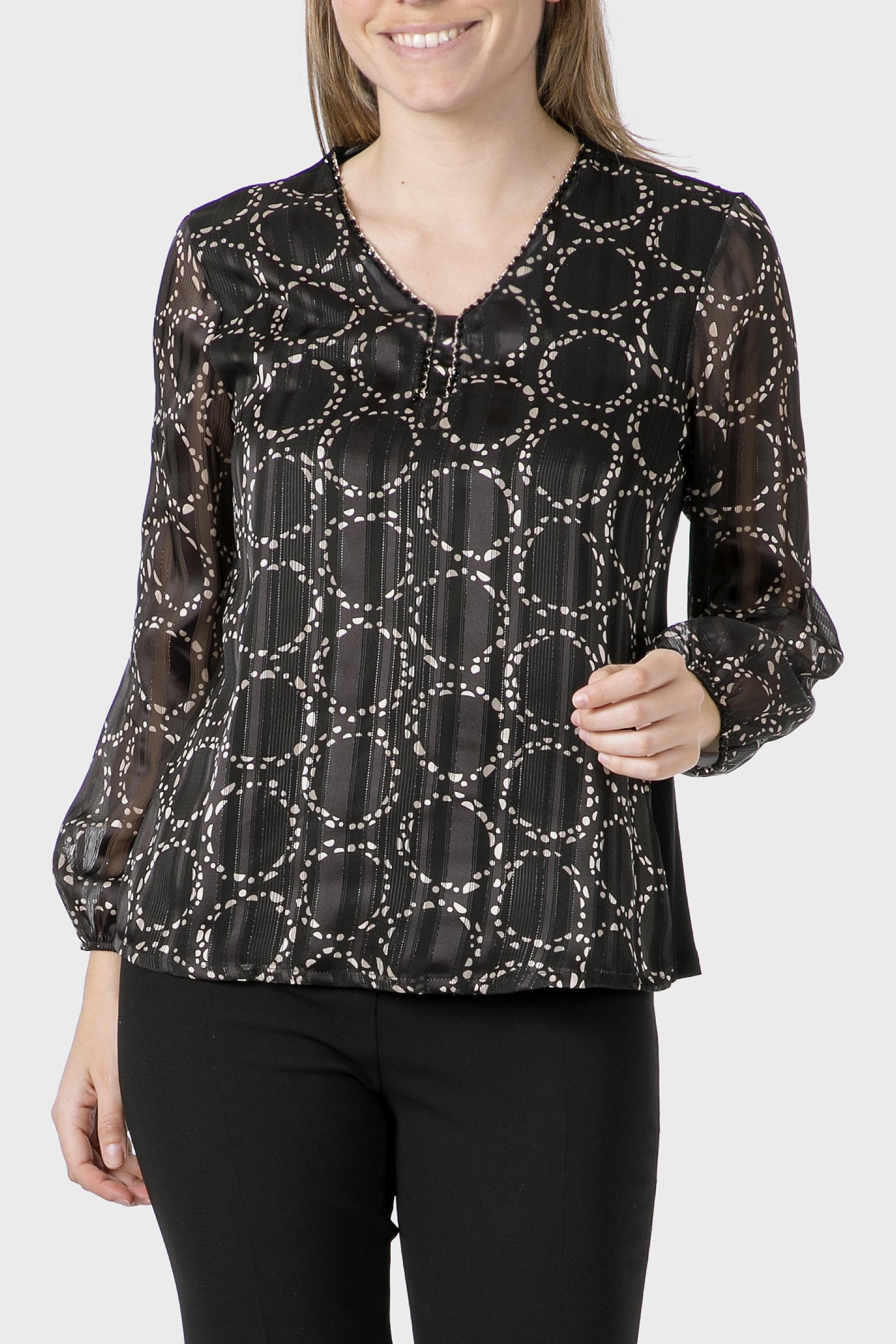 Black Blouse With Zipper, , medium