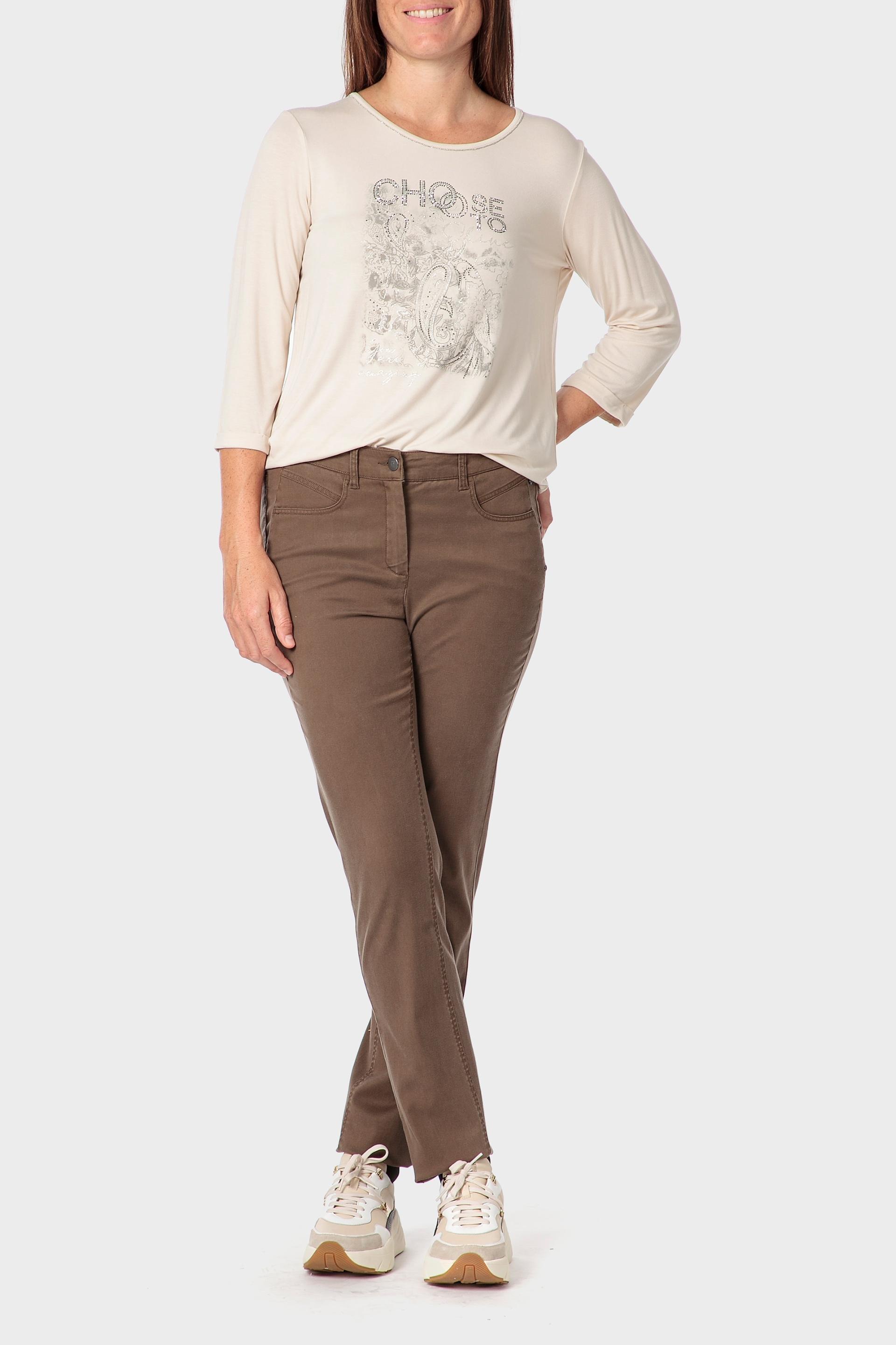 Beige Cashmere Print T-Shirt, Beige, large image number 1