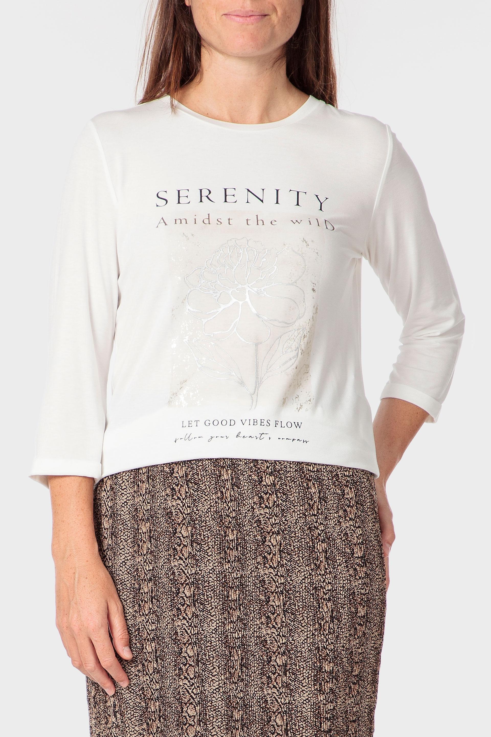 White Printed T-Shirt, Beige Talc, large image number 0