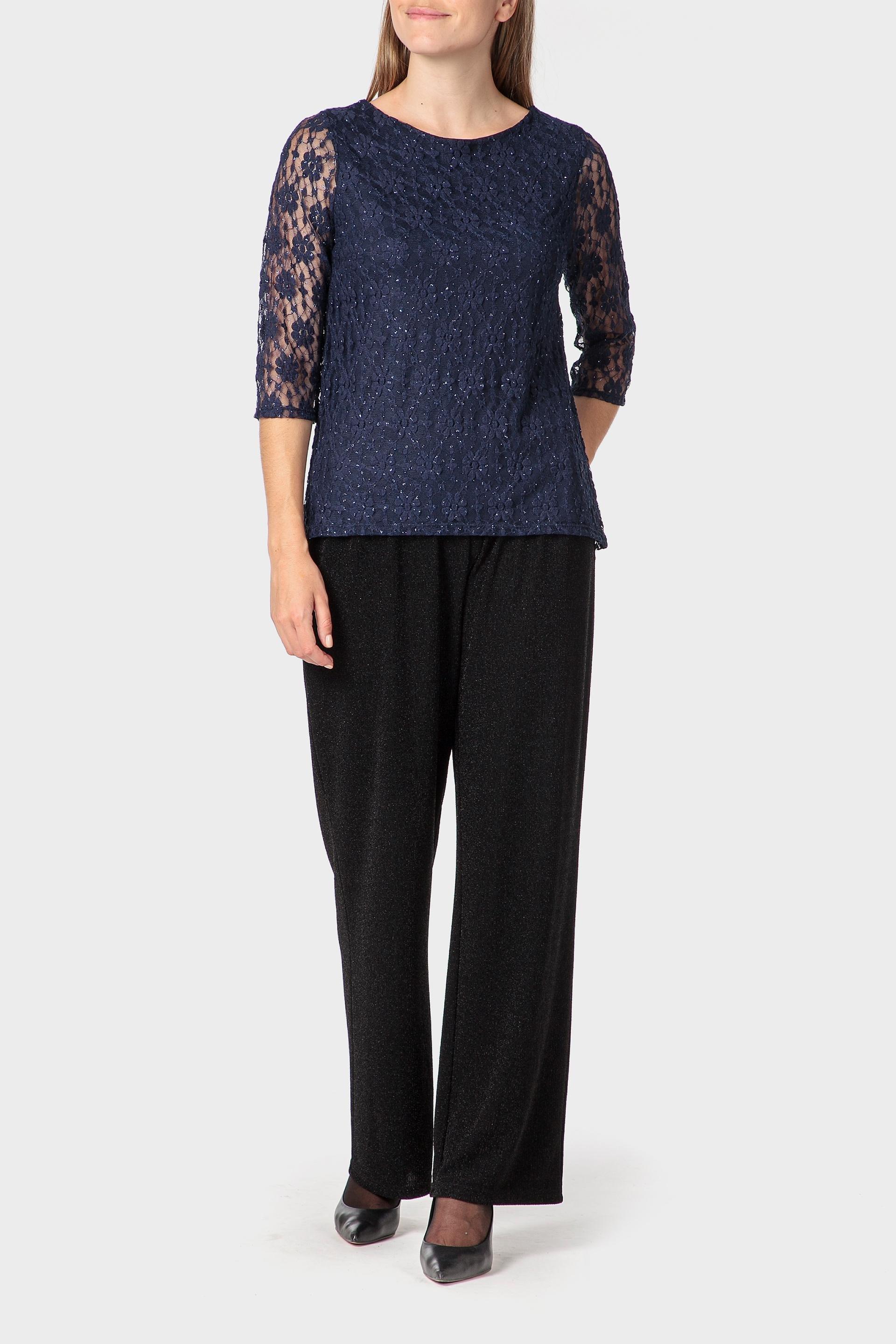 تيشيرت دانتيل، كحلي, Blue Navy, large image number 1