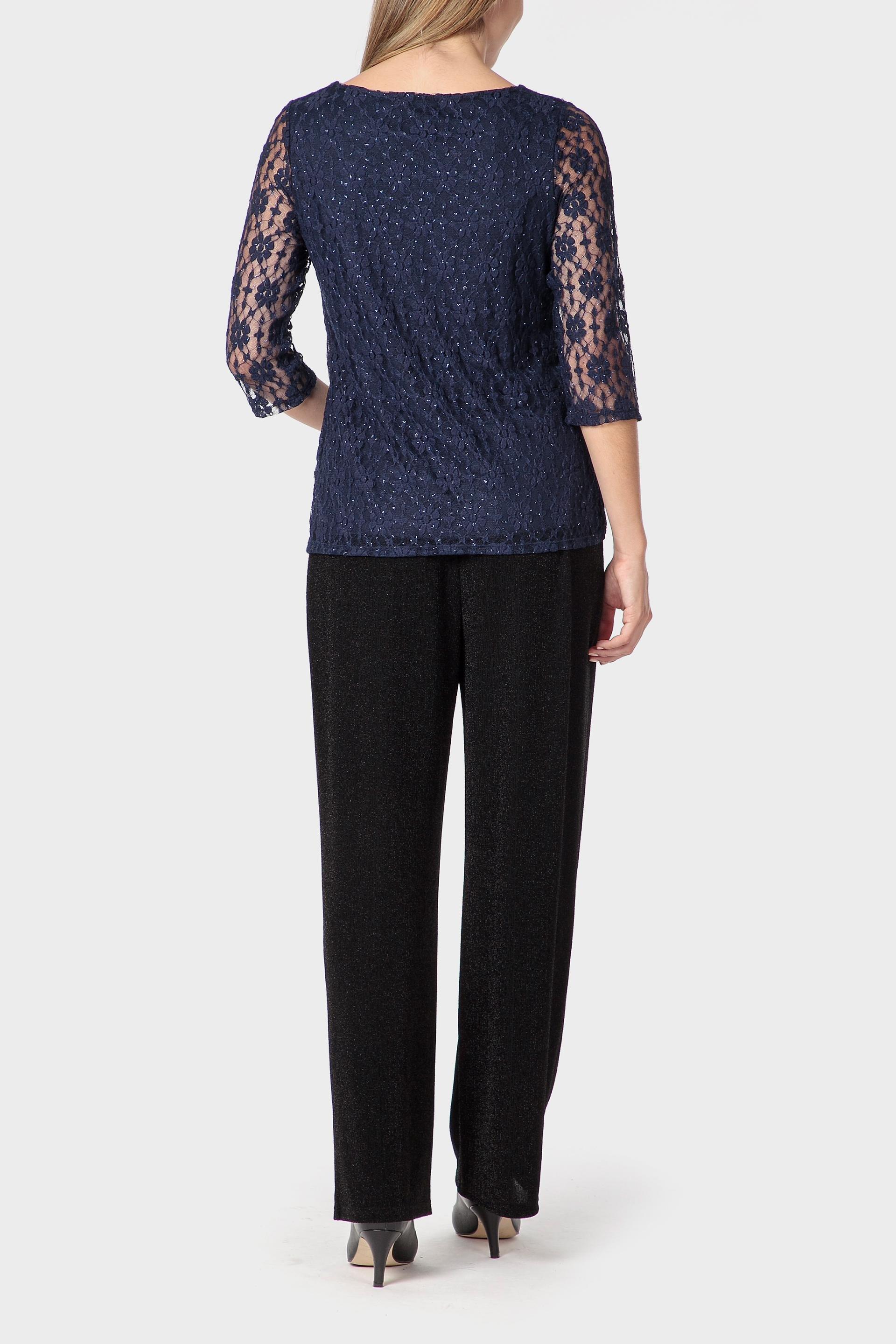 تيشيرت دانتيل، كحلي, Blue Navy, large image number 3