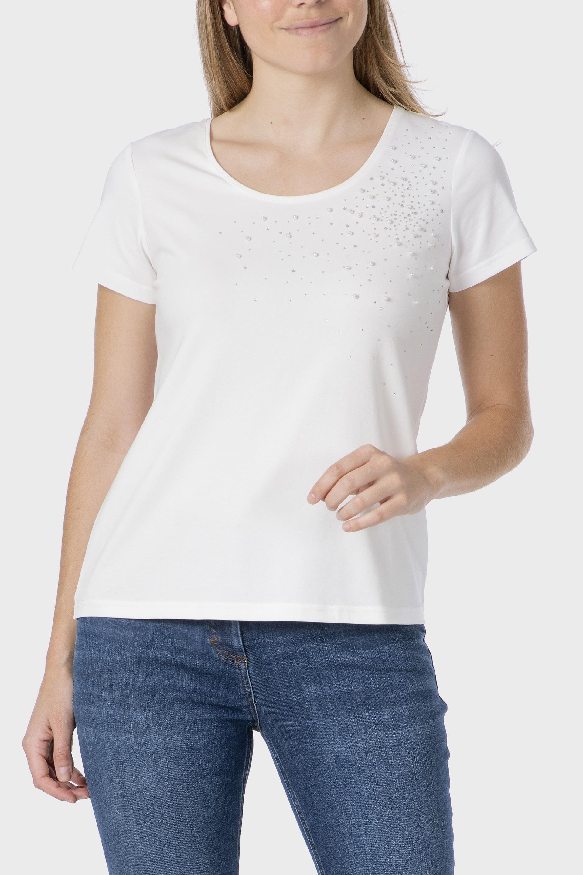 White Gemstone Details T-Shirt, Beige Talc, medium