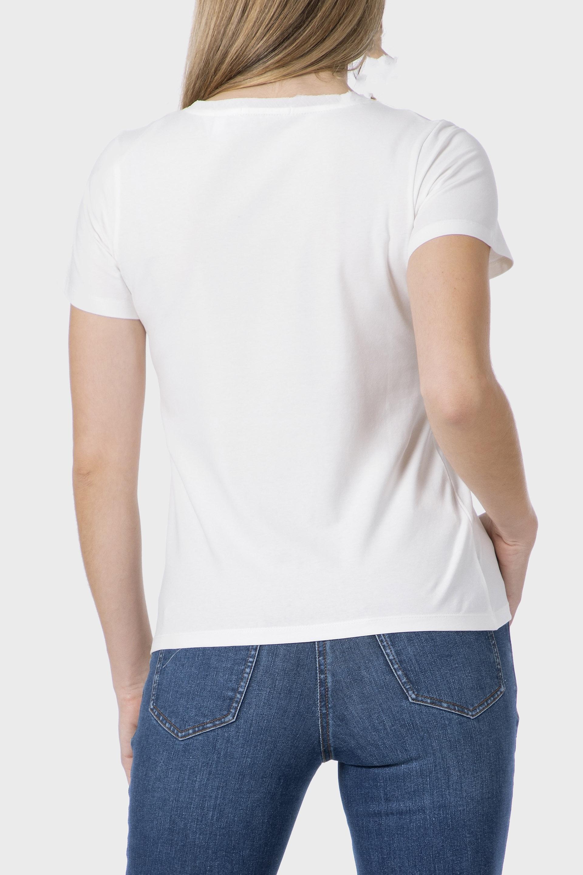 تيشيرت بجواهر وطبعة، أبيض, Beige Talc, large image number 2