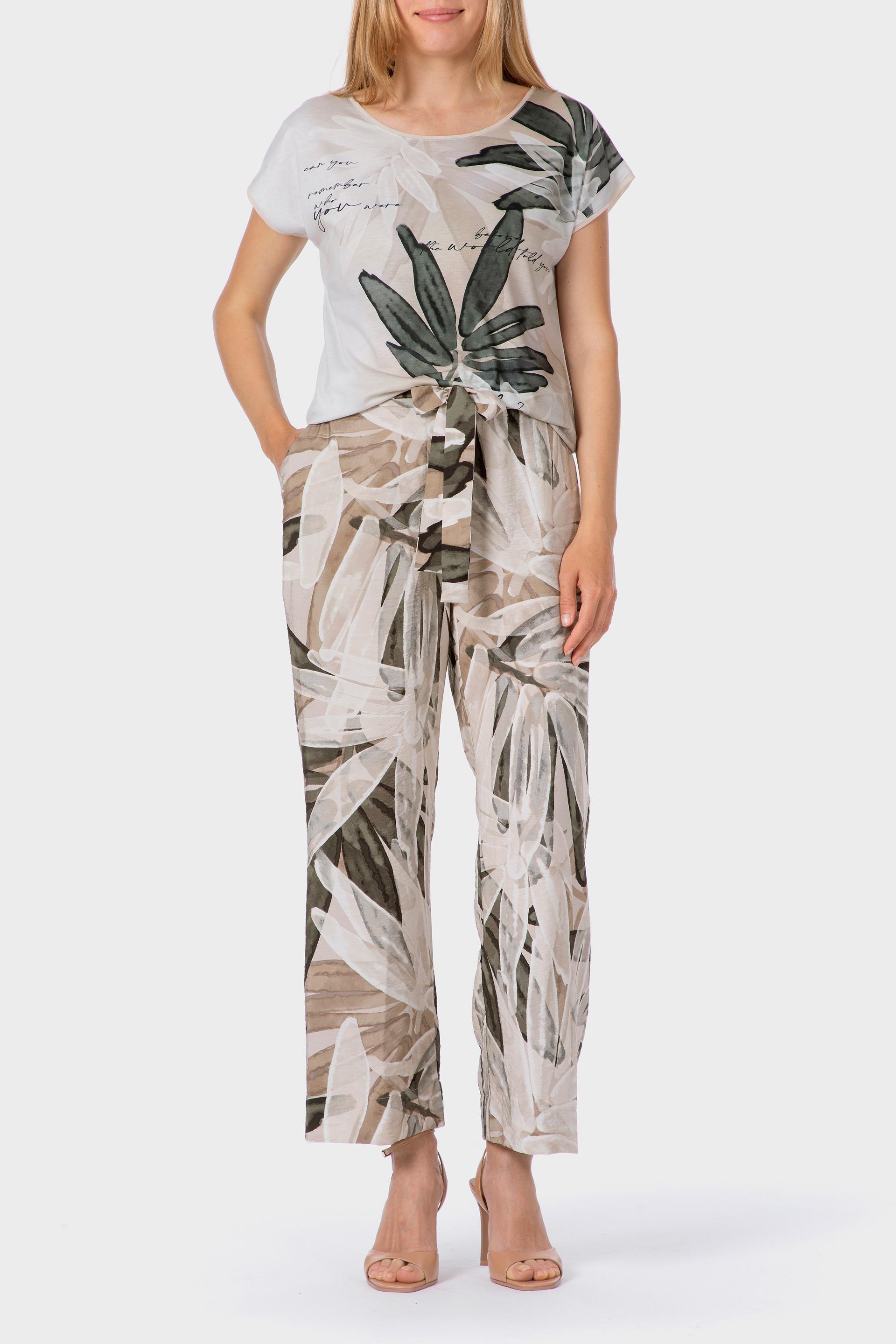 Cream Printed T-Shirt, Green Khaki, medium