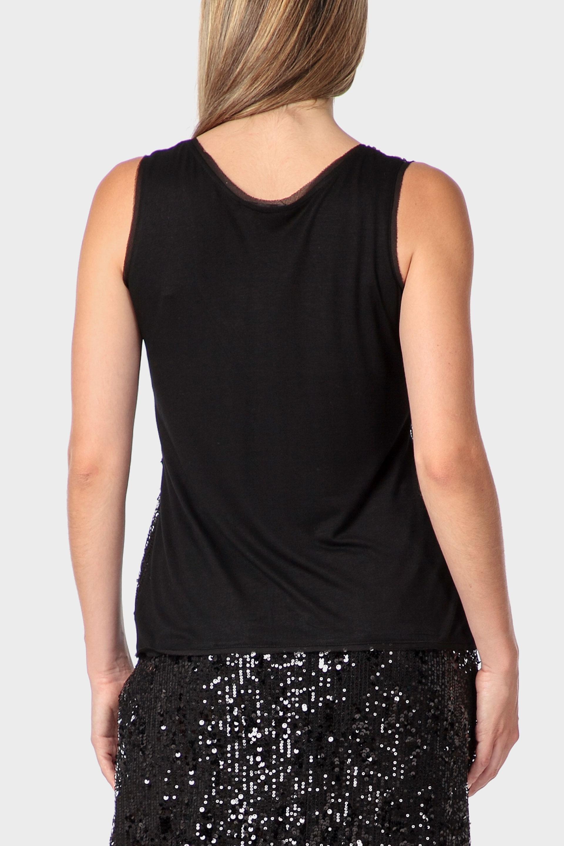 Black Sequins T-Shirt, Black, medium