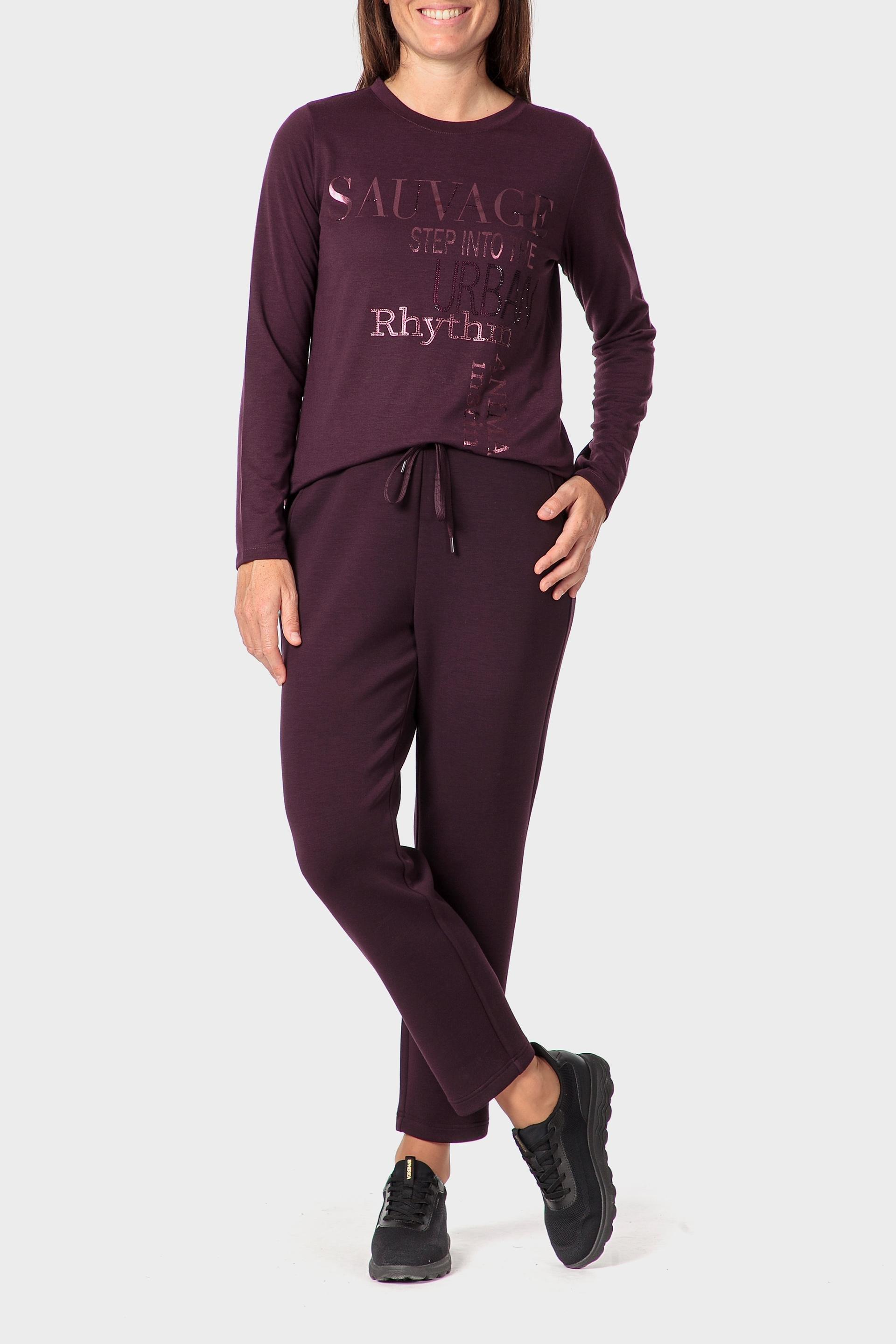 Purple Printed T-Shirt With Gemstones, 3701_365, medium