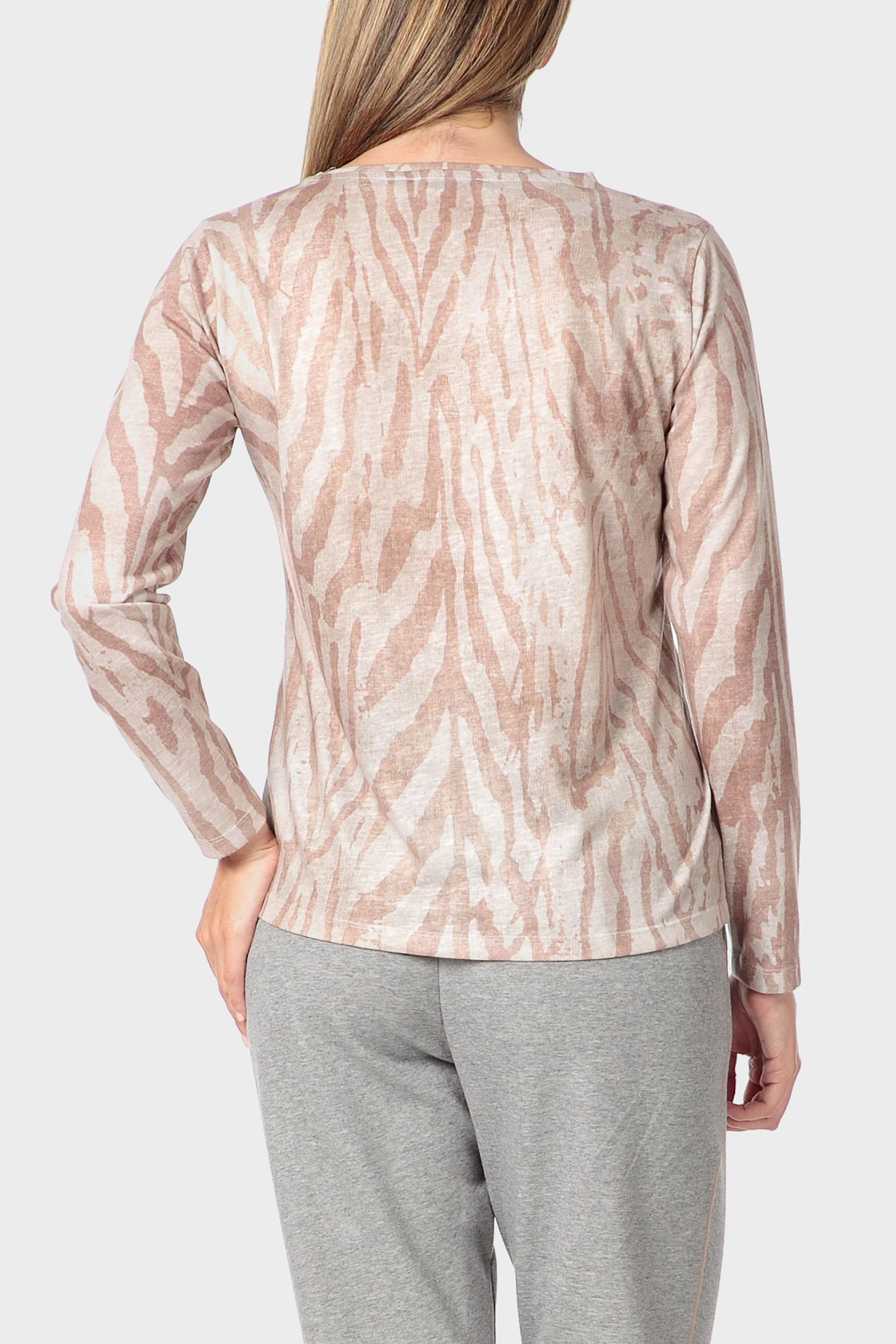 Beige Printed T-Shirt With Gemstones, 3701_126, medium