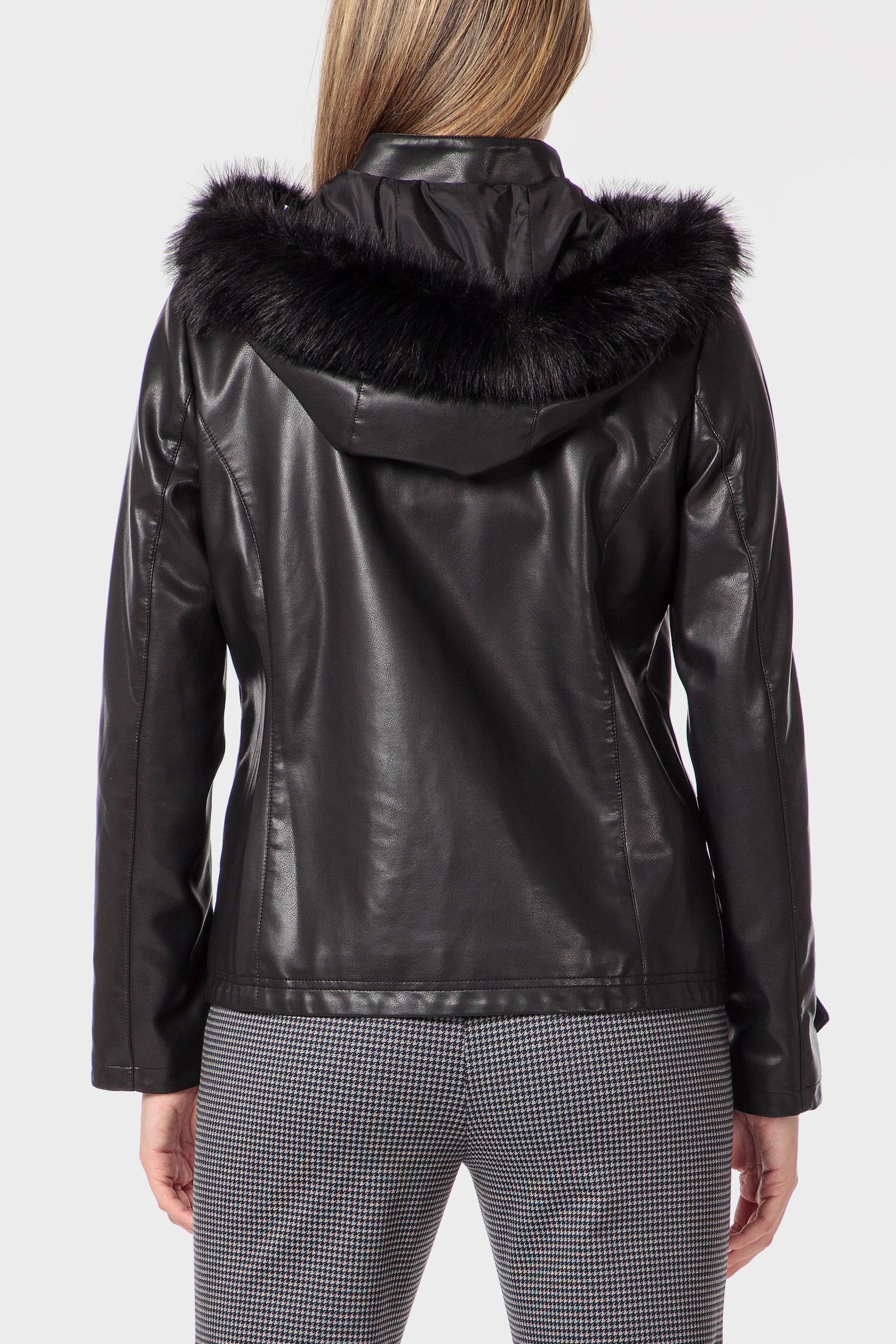 Black Fur Detail Jacket, Black, large image number 2
