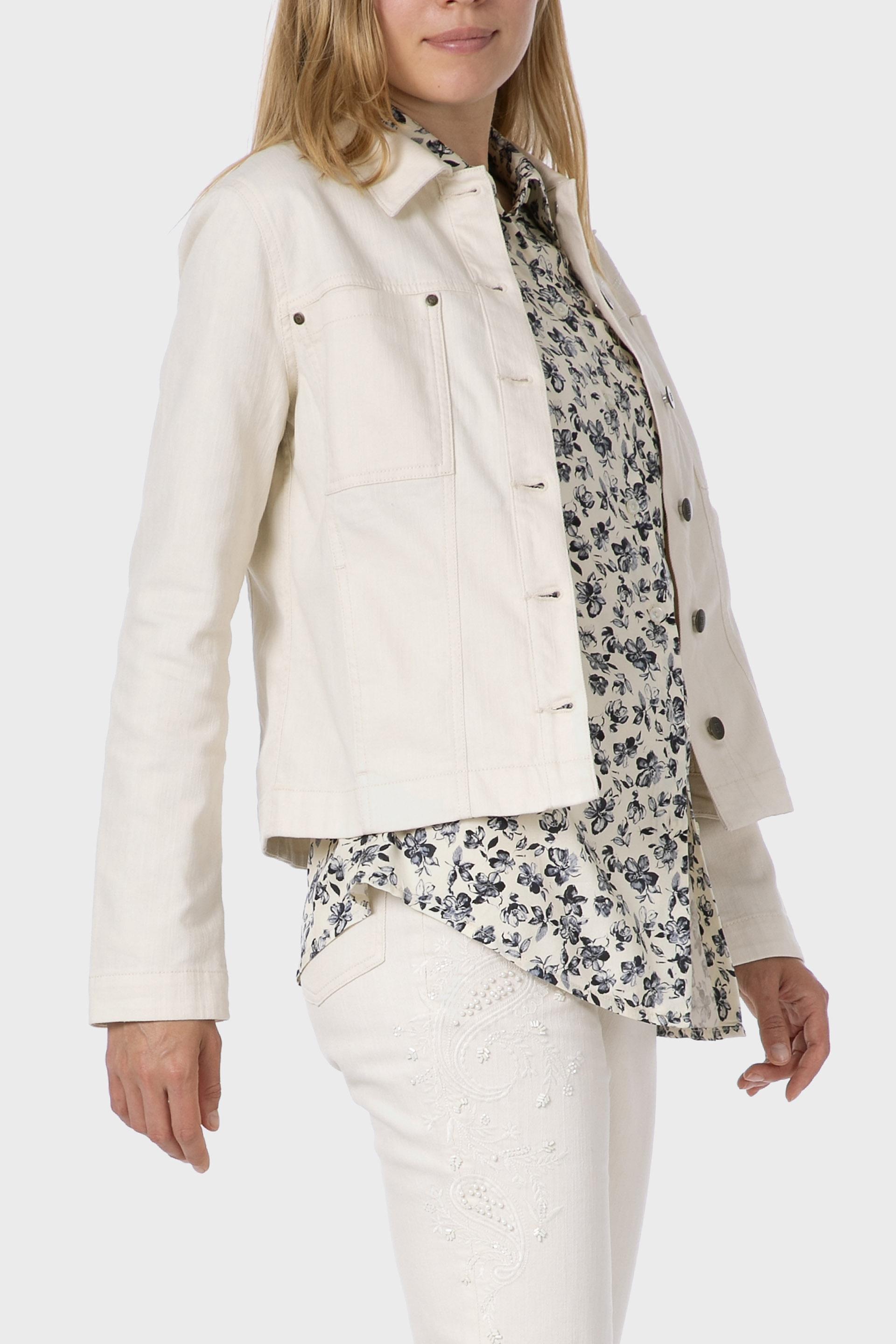 White Denim Buttoned Jacket, , large image number 1