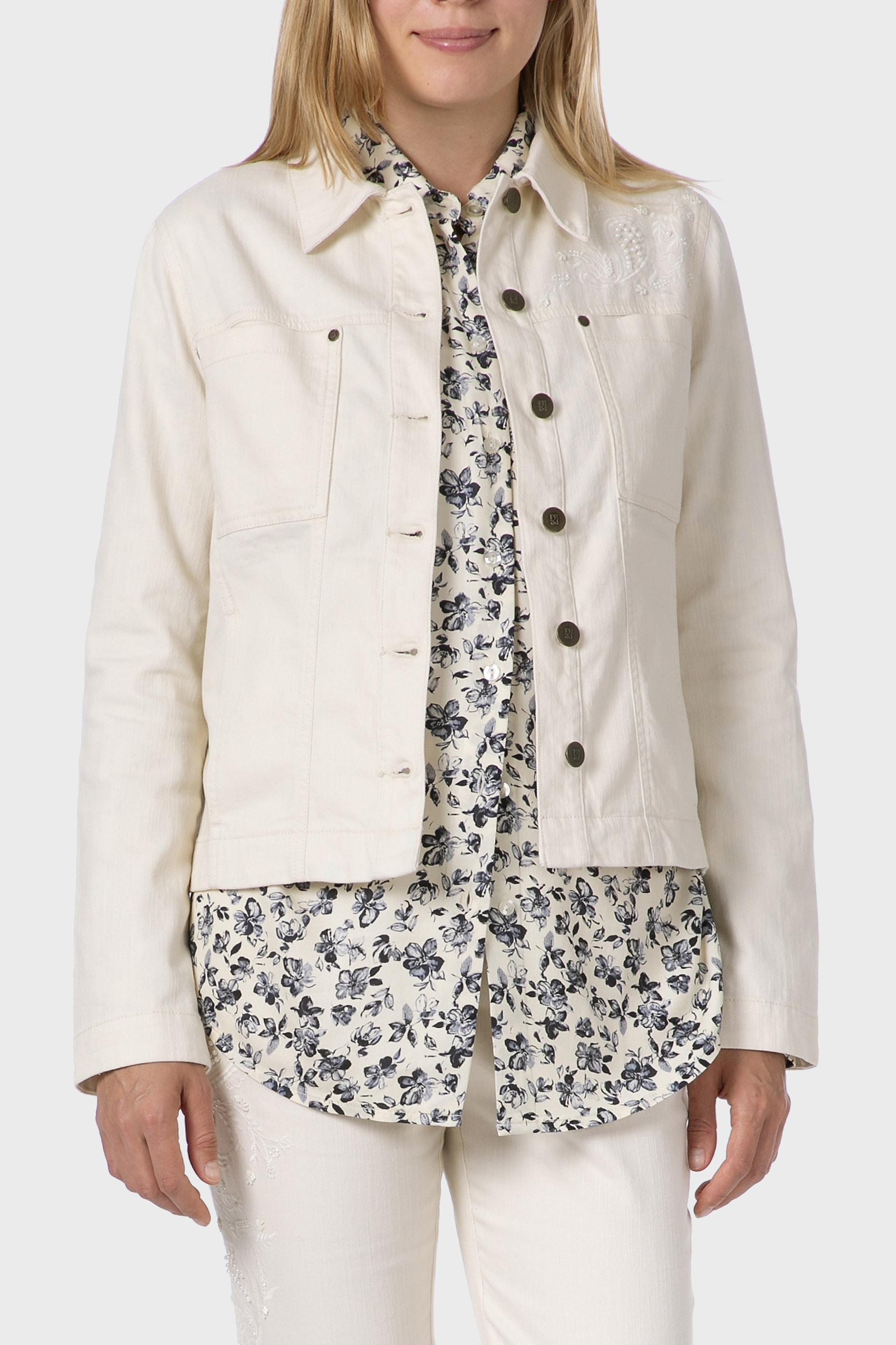 White Denim Buttoned Jacket, , large image number 2