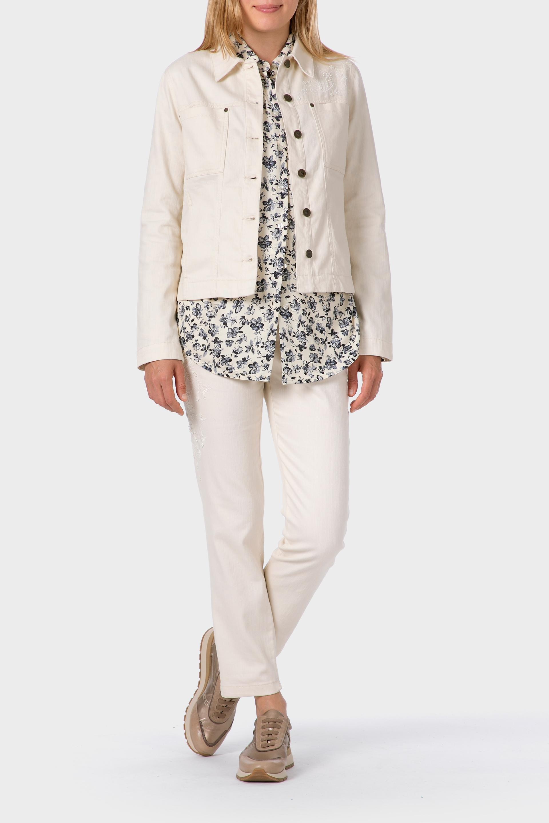 White Denim Buttoned Jacket, Beige Wax, large image number 3