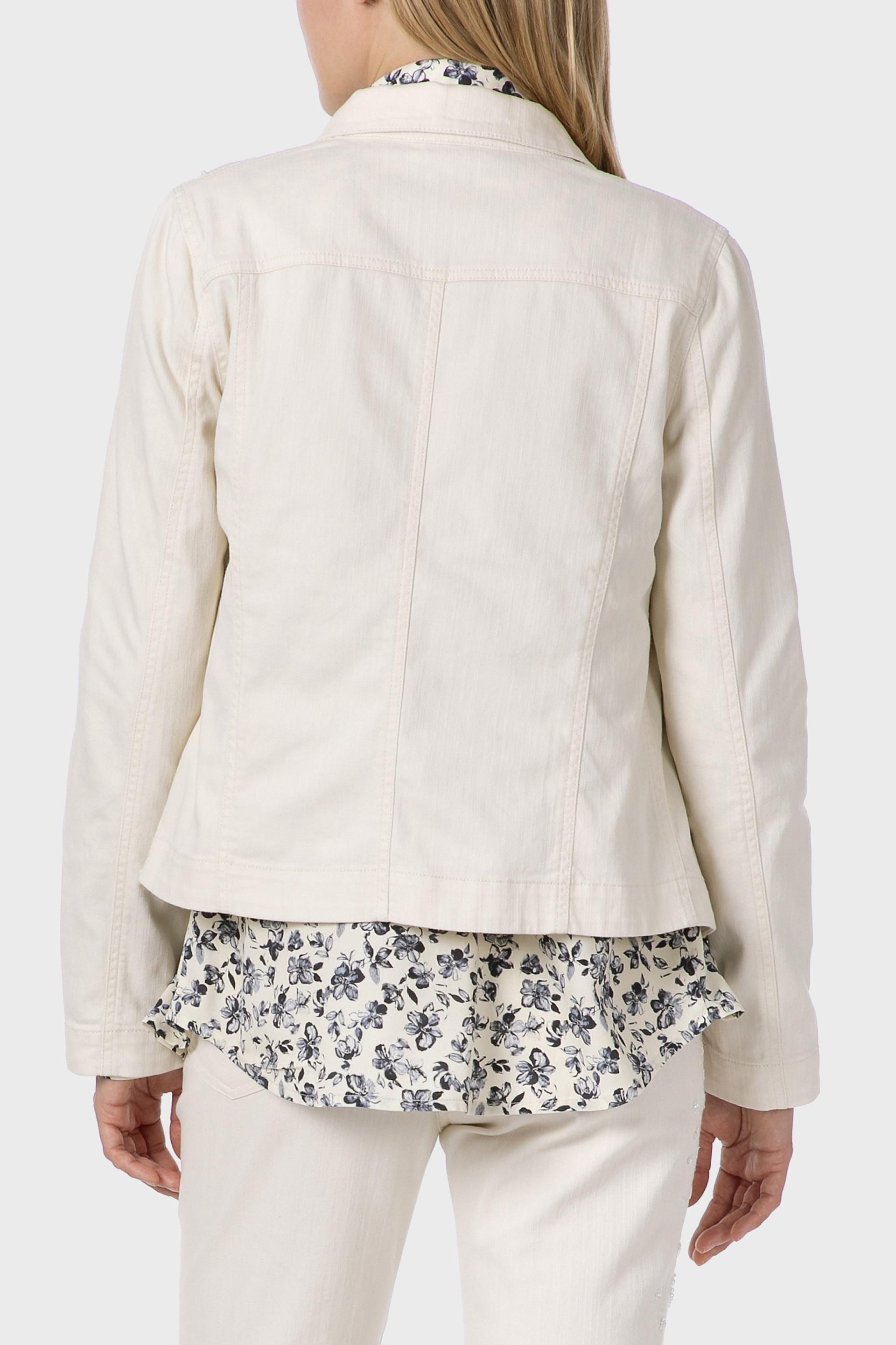 White Denim Buttoned Jacket, Beige Wax, large image number 4