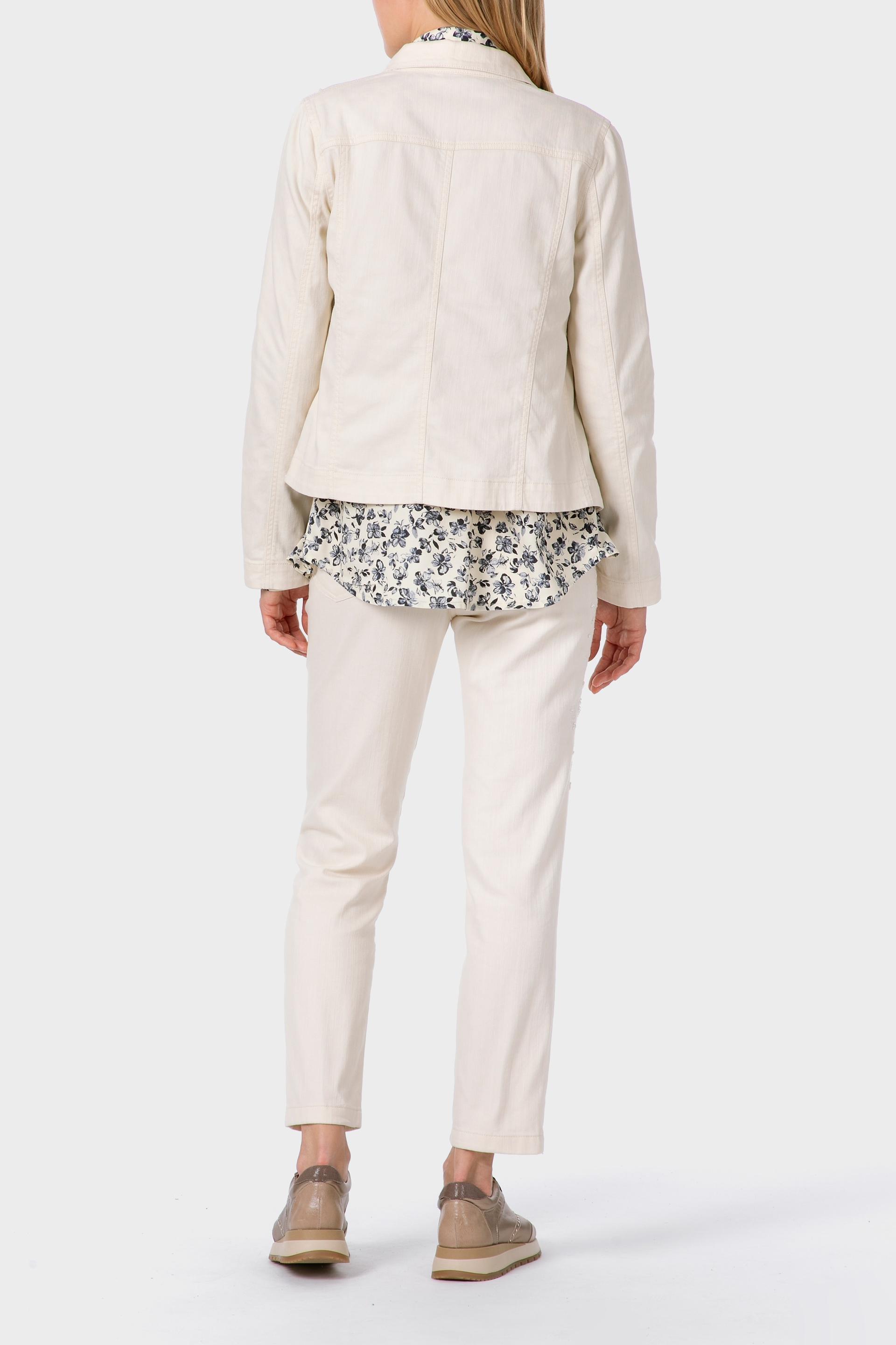 White Denim Buttoned Jacket, Beige Wax, large image number 5