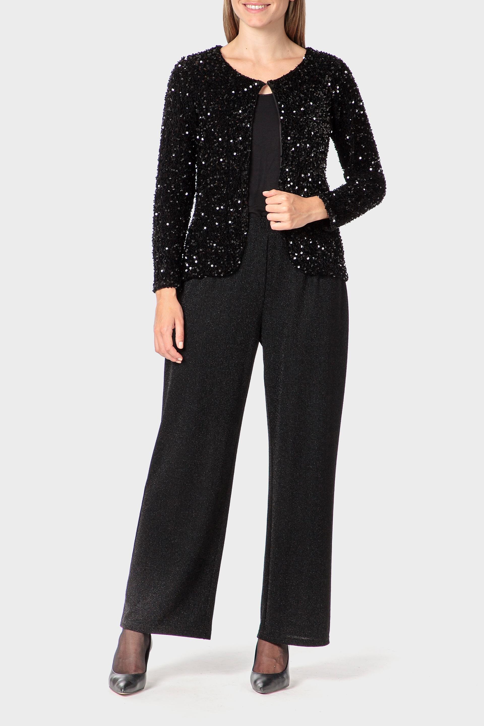 جاكيت مزين بالترتر، أسود, Black, medium