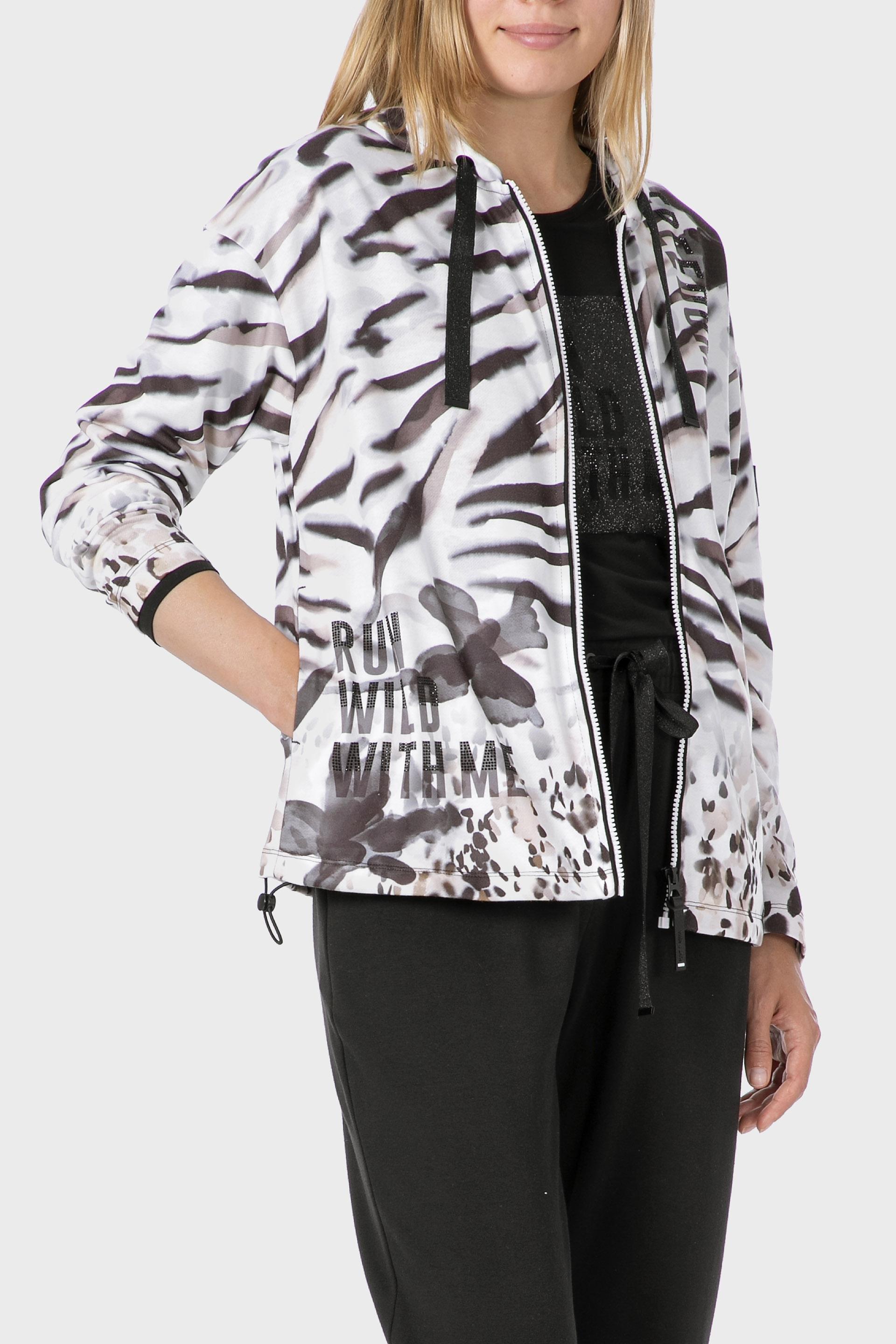 Black Printed Jacket, , large image number 0