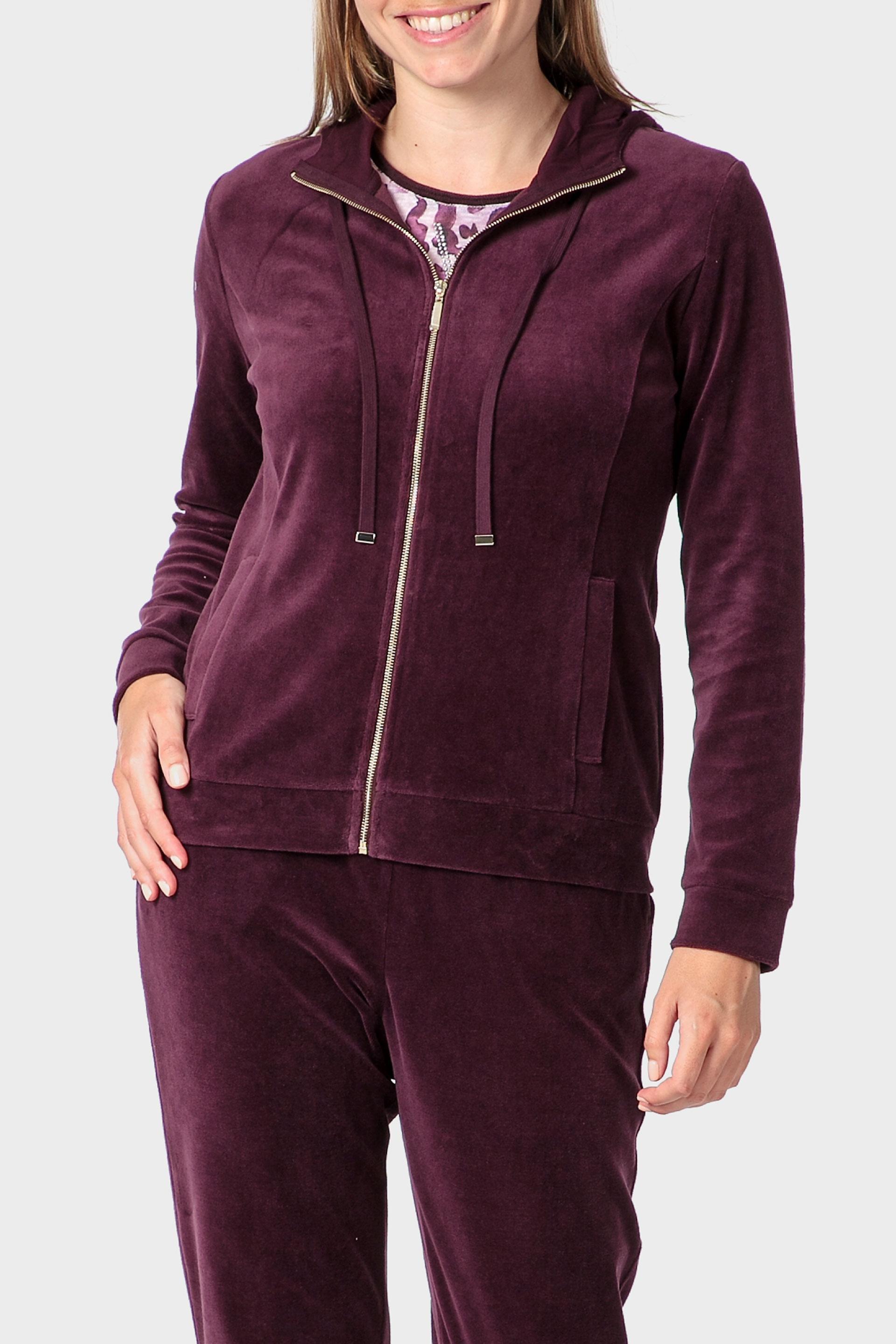 Burgundy Hooded Sports Jacket, Purple Auvergine, medium