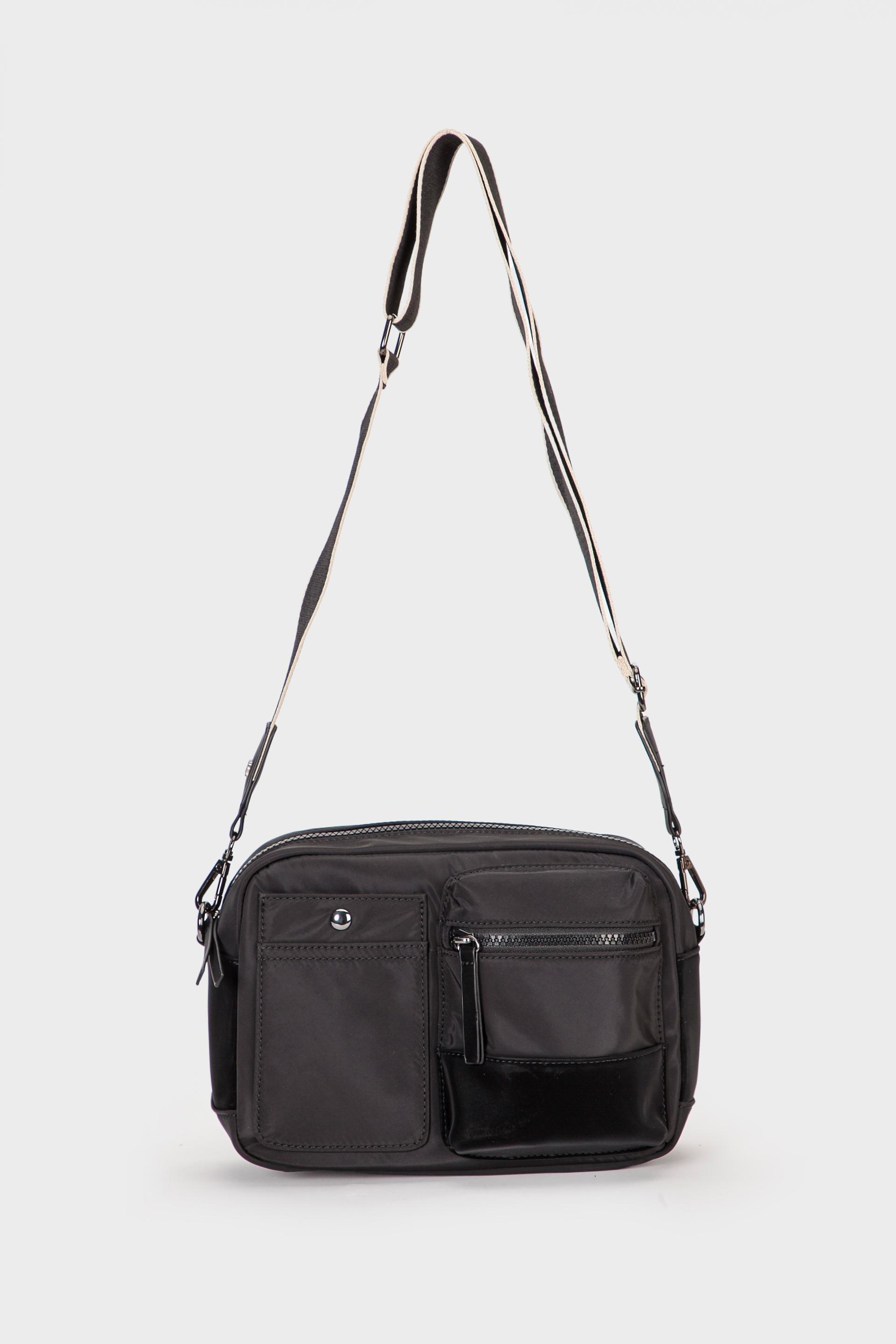 Black Basic Shoulder Bag, Black, medium