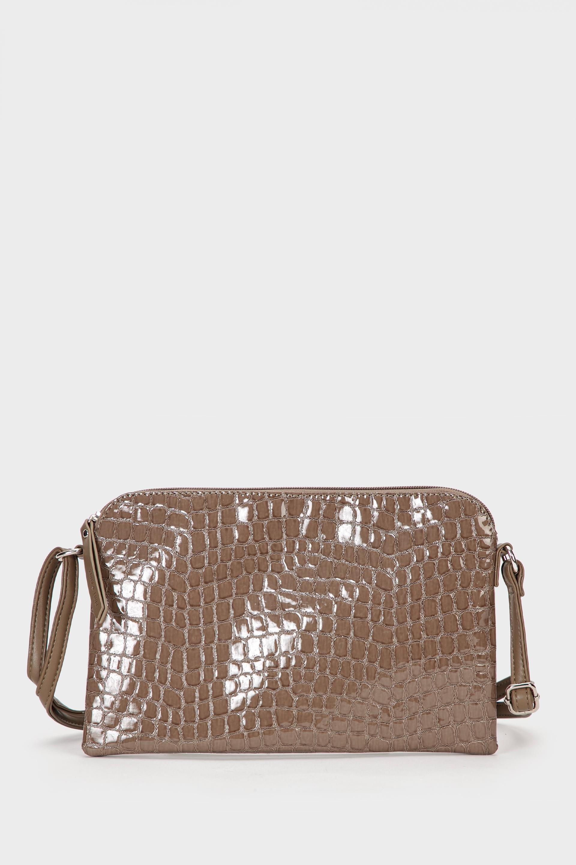 Crocodile pocketbook style bag, Brown Mink, medium