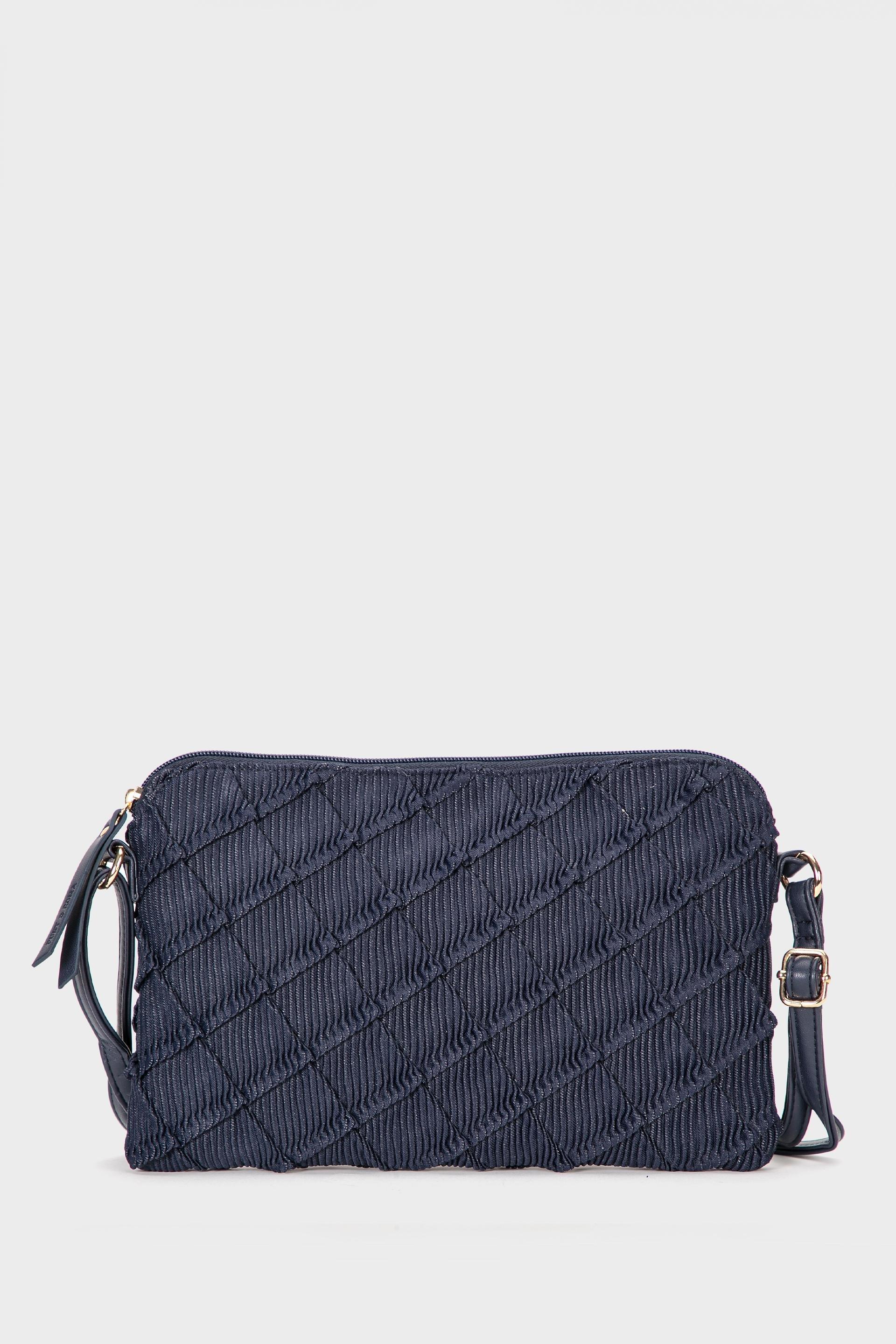 Navy Denim Pocket Book Style Bag, Blue Denim, large image number 0