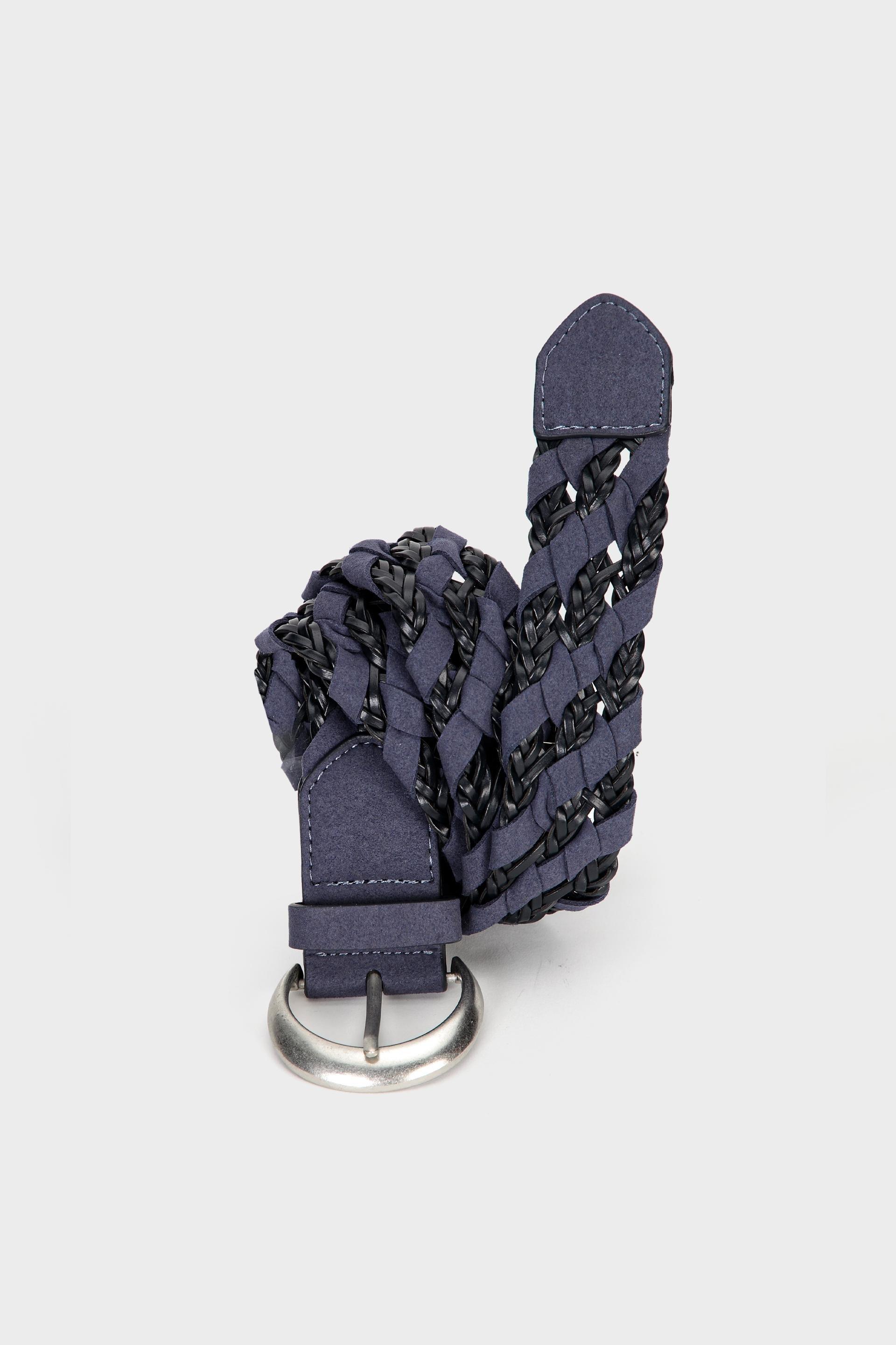 Braided belt, Blue Navy, medium