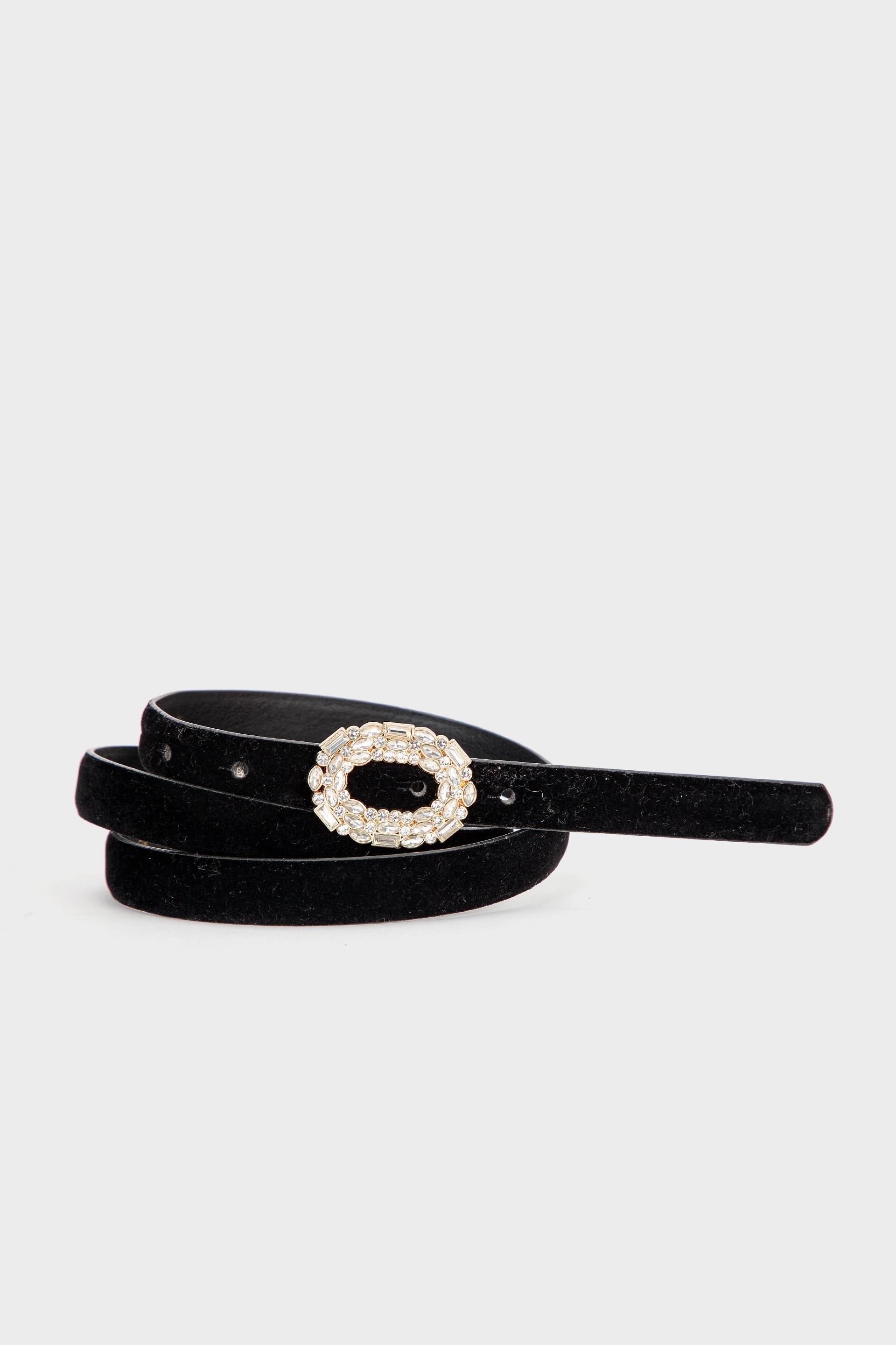 Black Velvet Belt, Black, medium