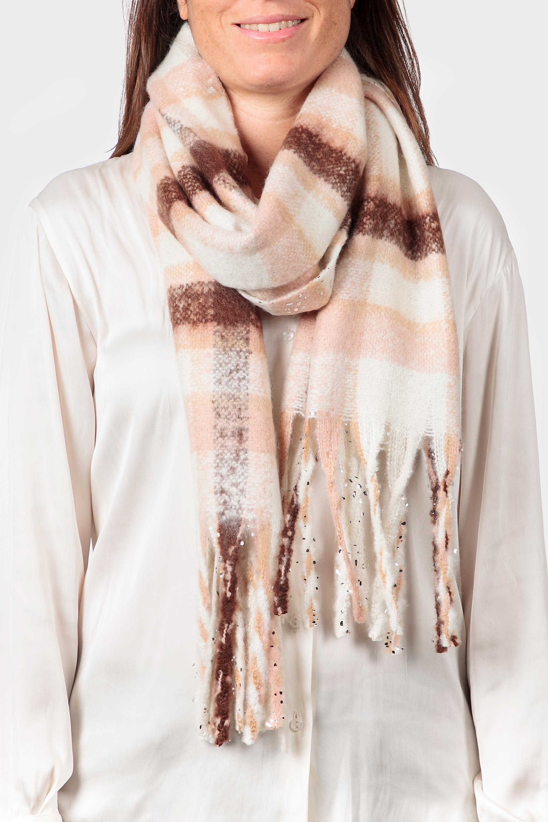 Checked Scarf, Beige Natual, medium