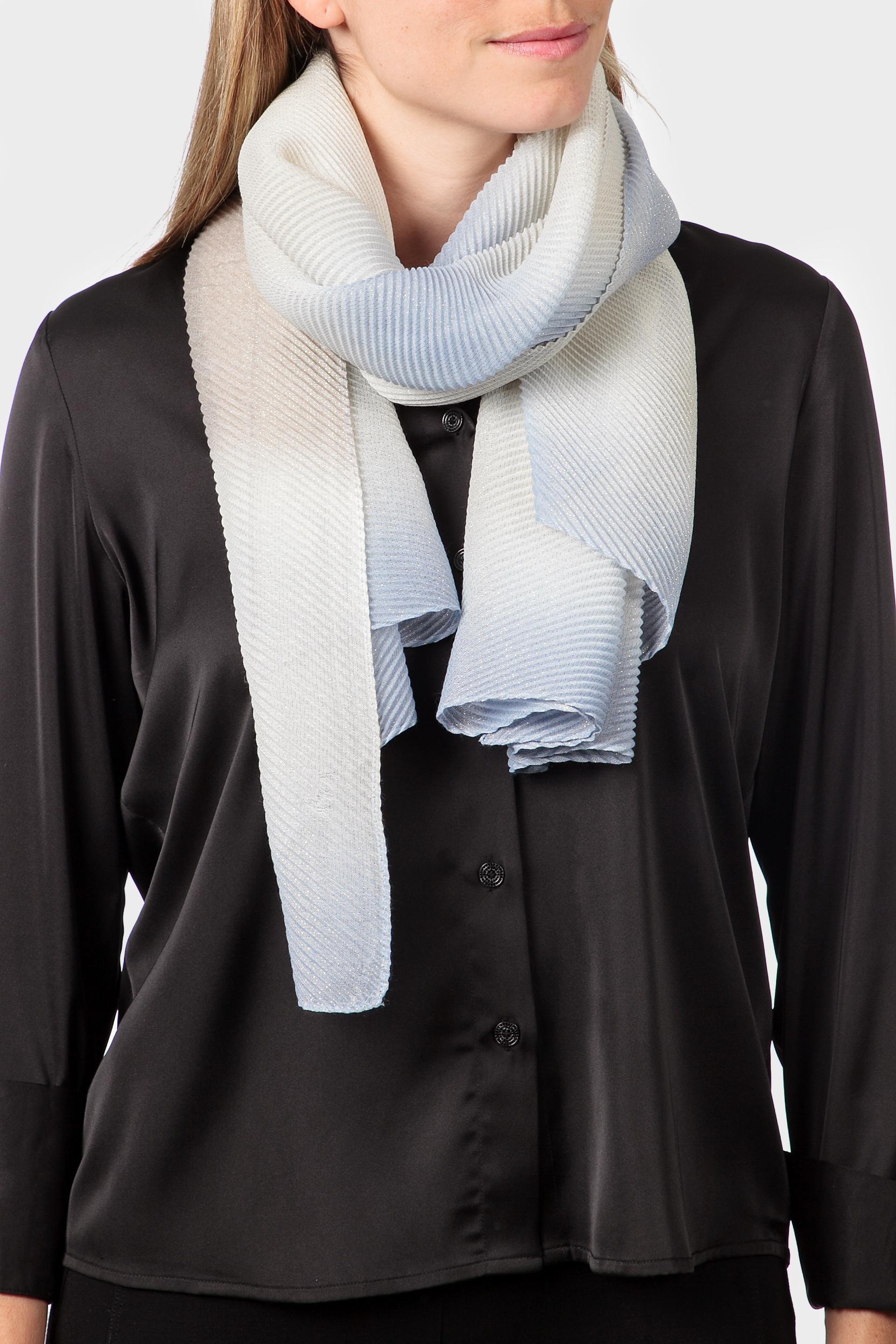 Blue Pleated Ombre Pashmina, Blue, medium