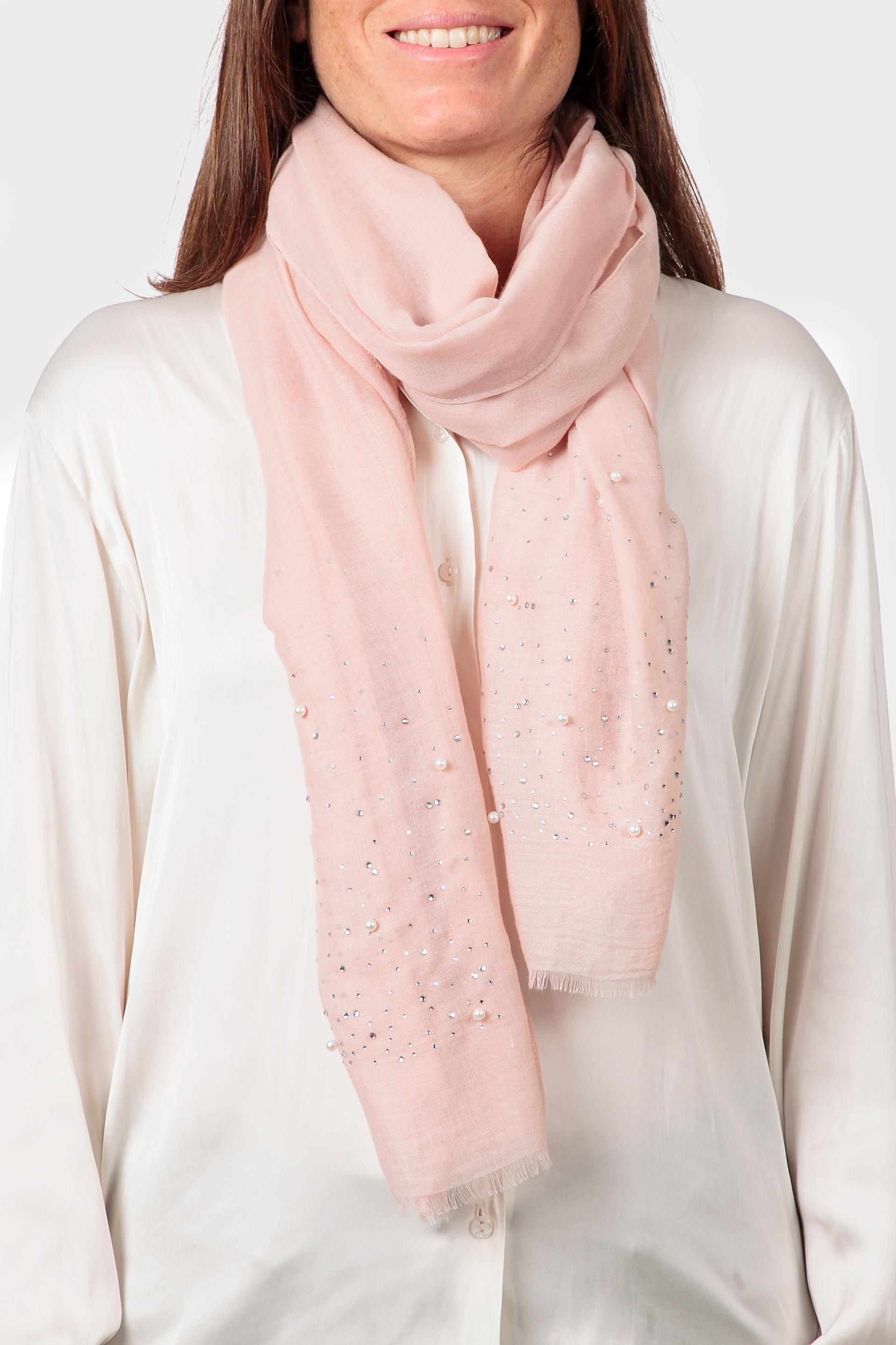 Pink Scarf With Rhinestone Details, , medium