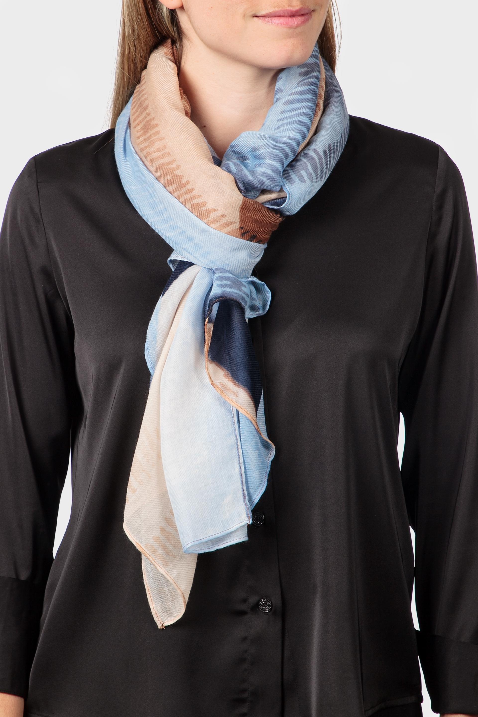 Multicolour Printed Pashmina, Blue, medium