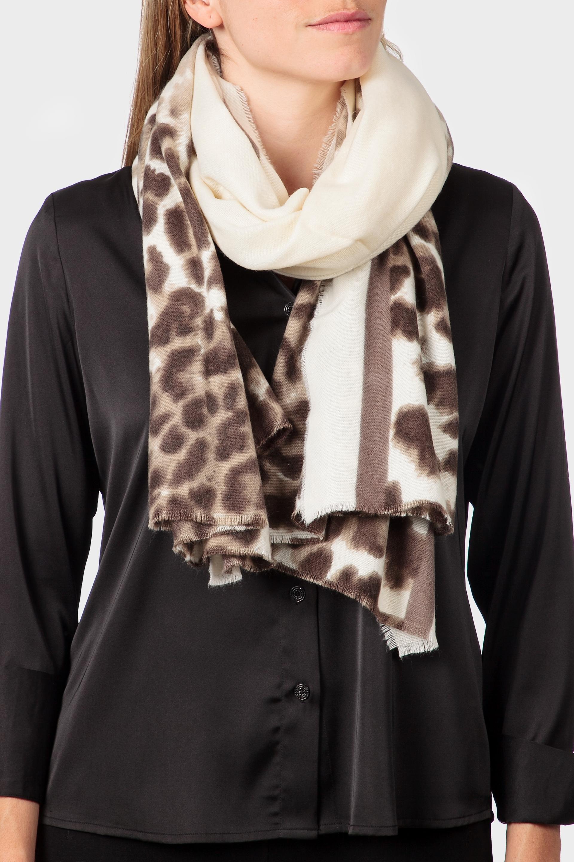Multicolur Animal Print Pashmina, Beige Natual, large image number 0