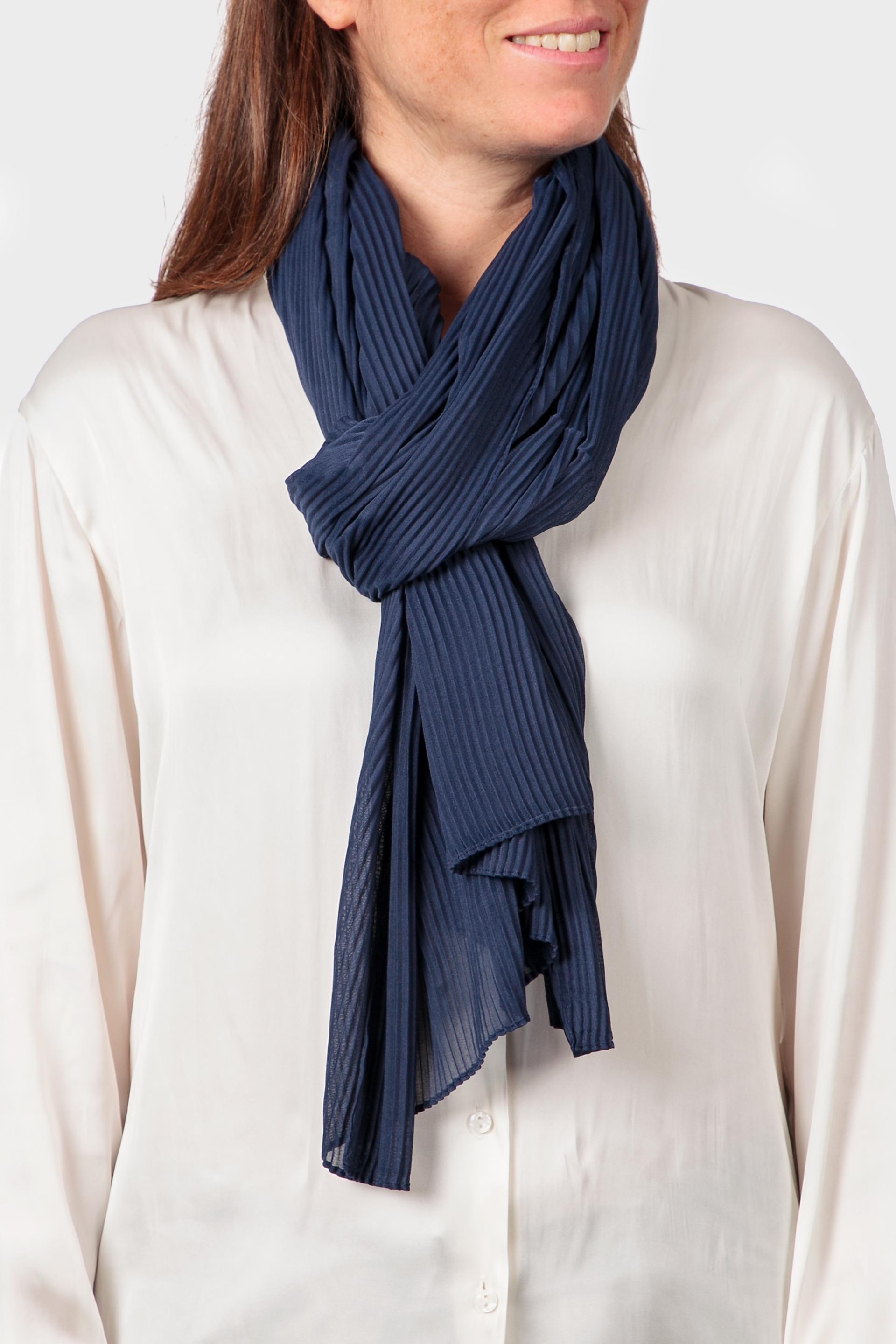Navy Pleated Scarf, Blue Navy, large image number 0