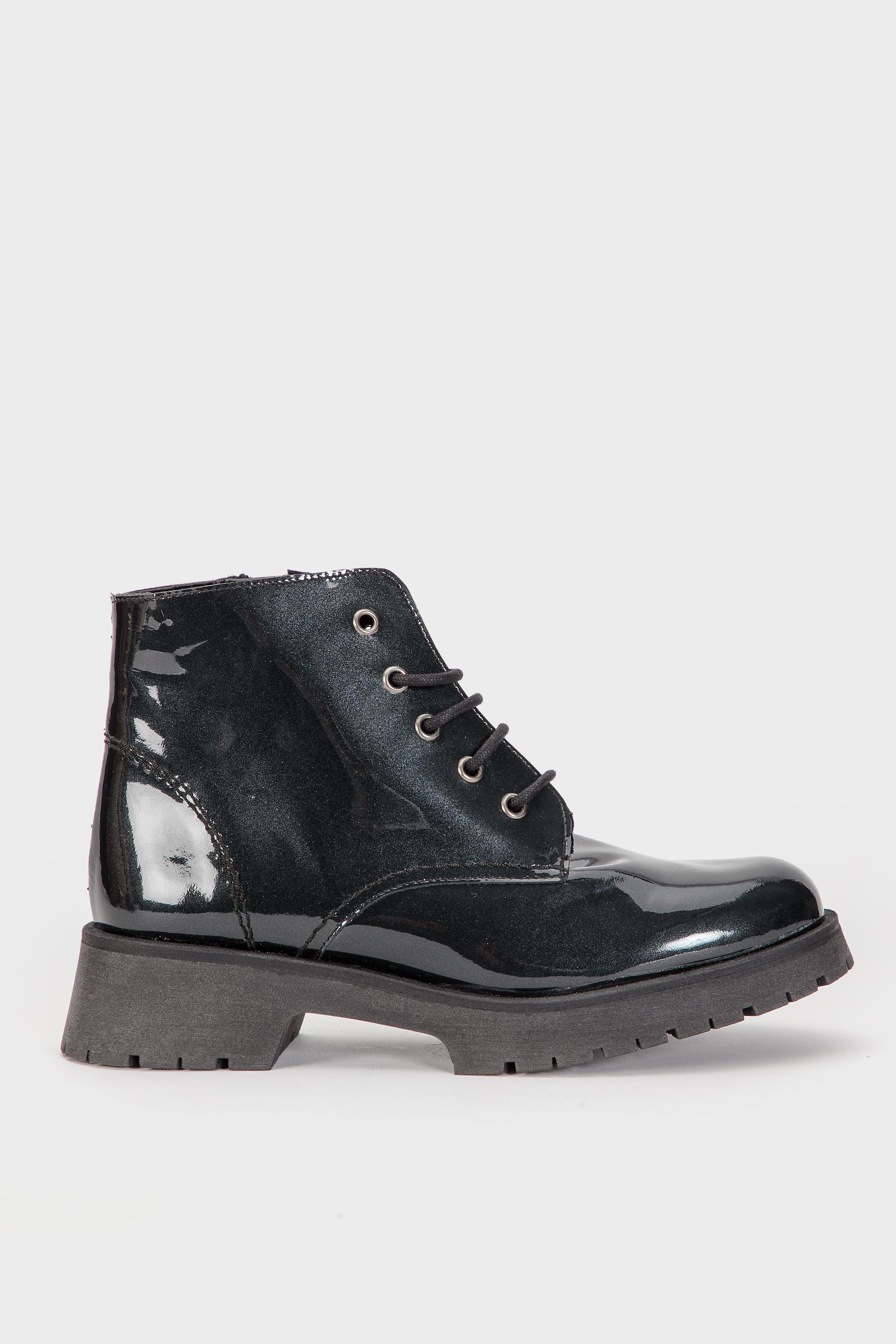 Green Patent Leather Ankle Boot, Grey Charcoal, medium