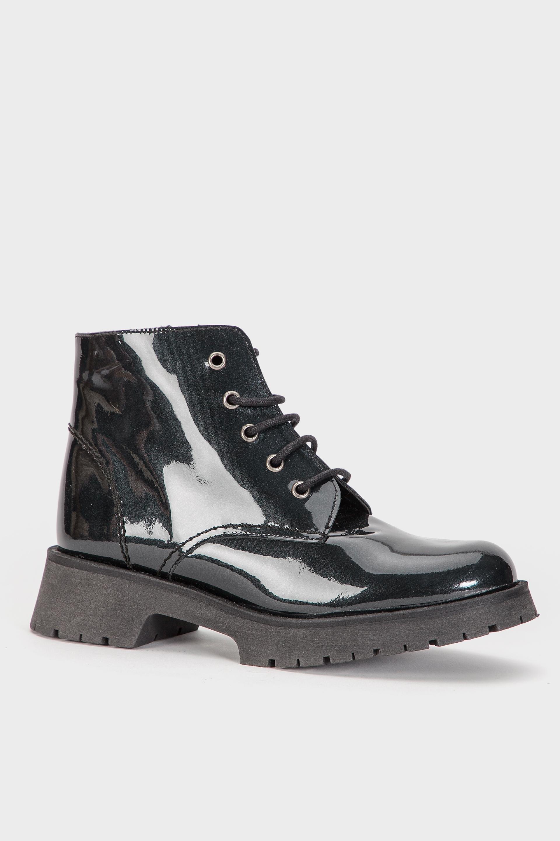 Green Patent Leather Ankle Boot, Grey Charcoal, large image number 1