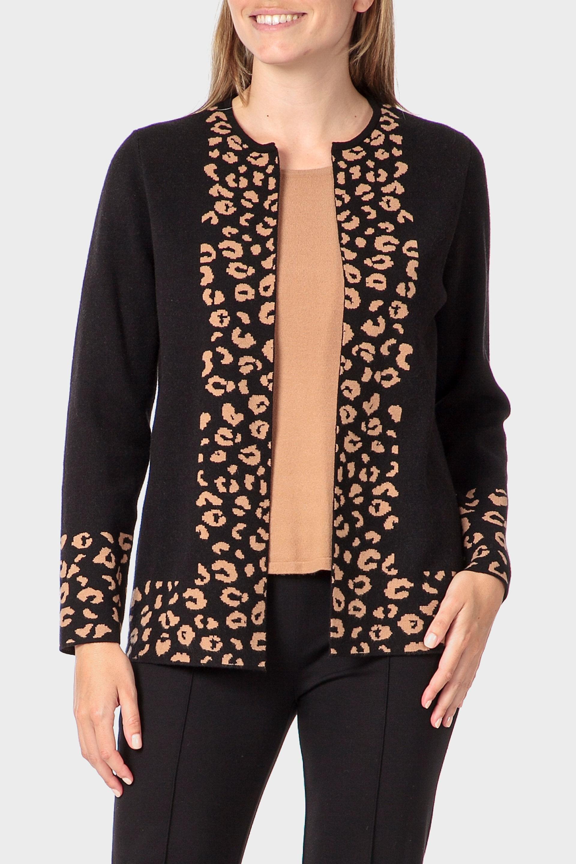 Black Faux Knitted Twinset, Black, large
