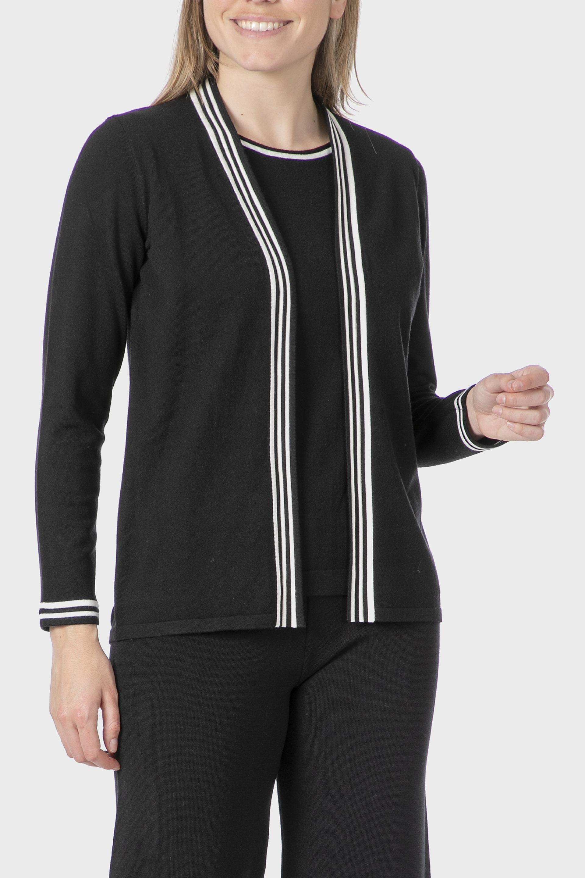 Black Knitted Faux Twinset, Black, medium