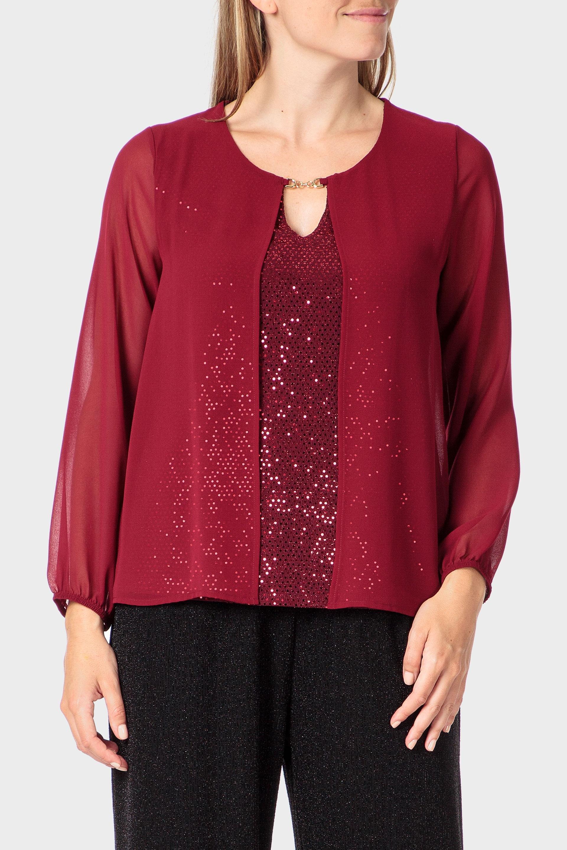 Red Faux Twinset, Red, medium