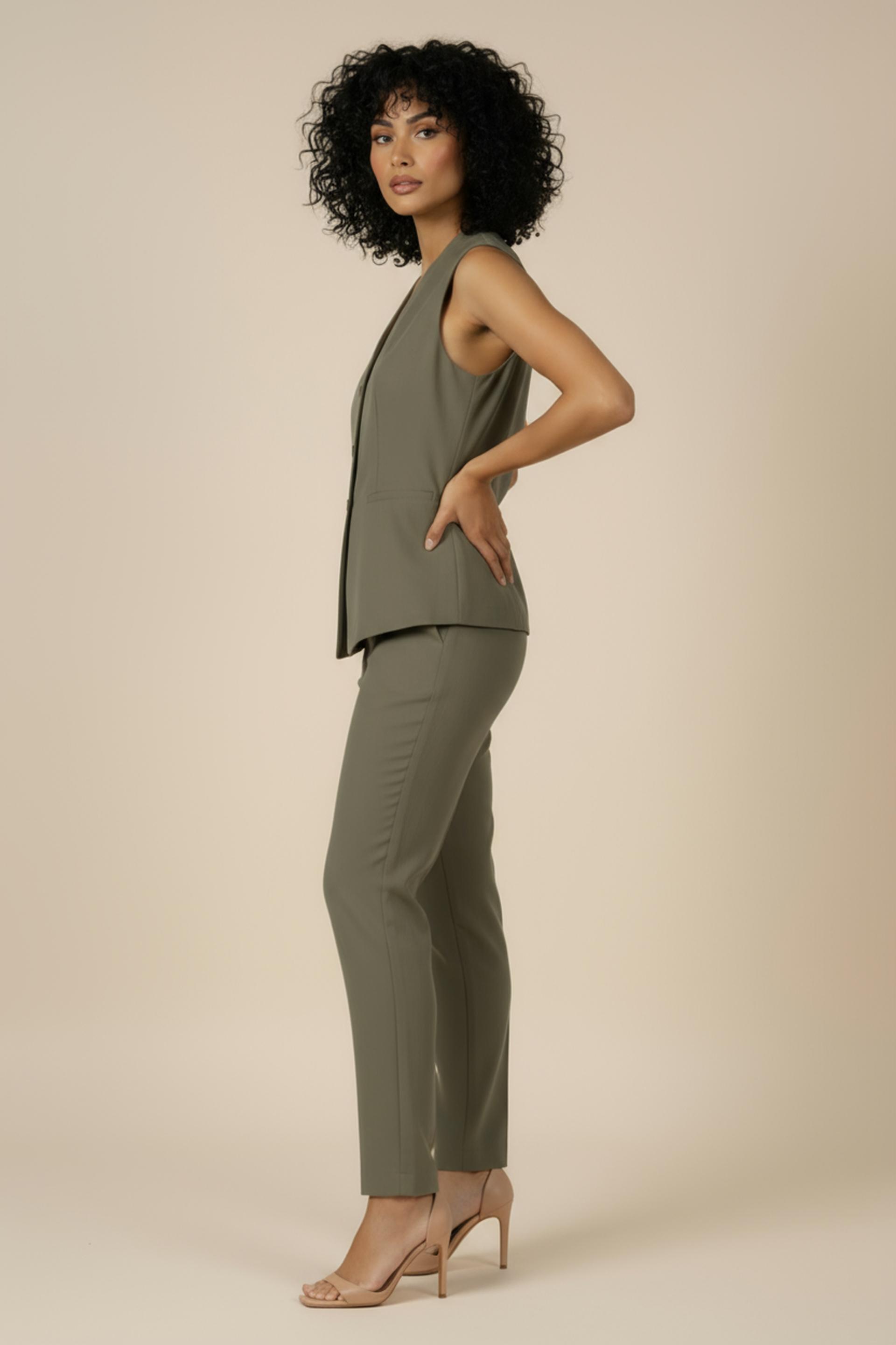 Khaki Buttoned Waistcoat, Green Khaki, large image number 1