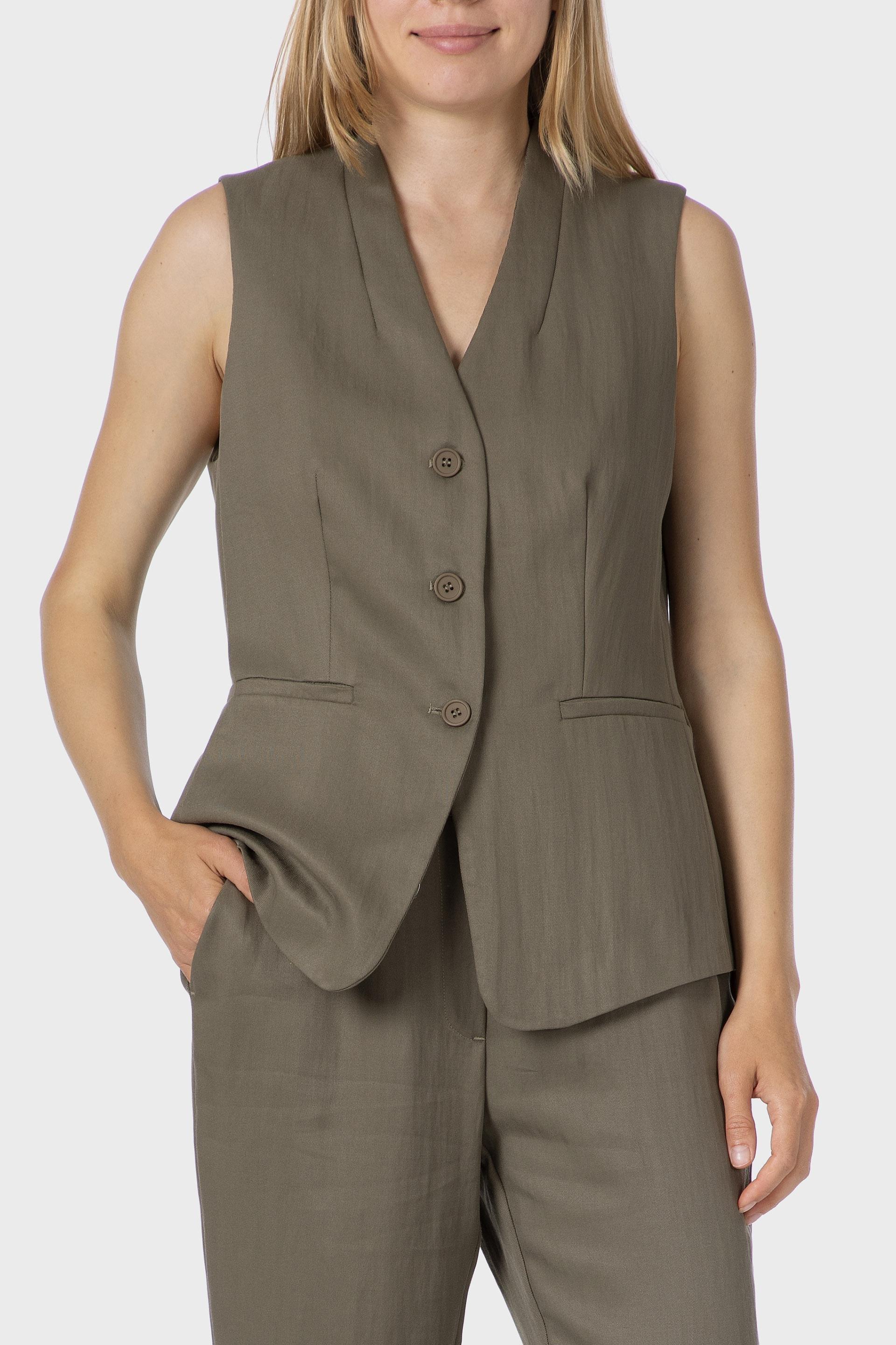 Khaki Buttoned Waistcoat, Green Khaki, large image number 5