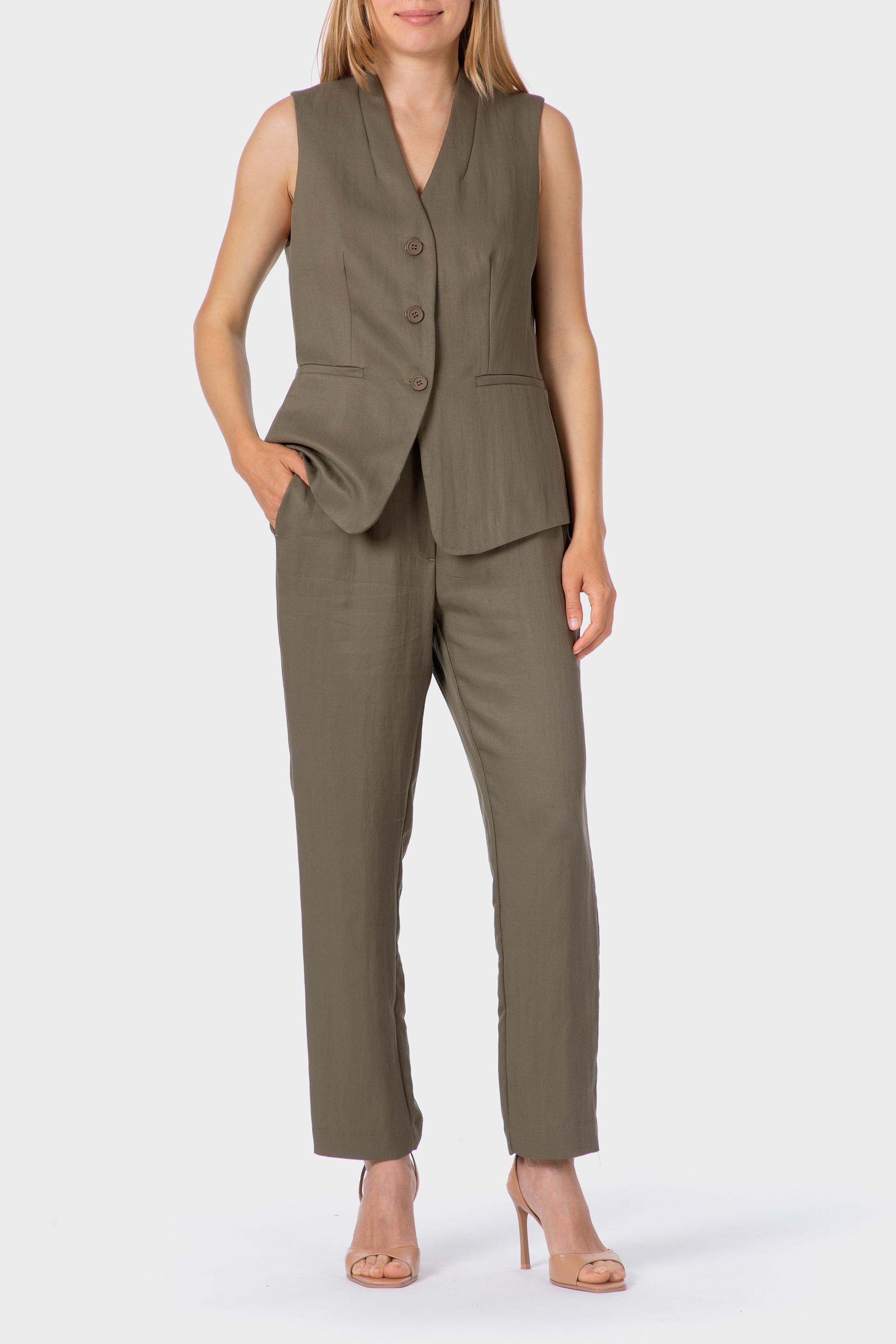 Khaki Buttoned Waistcoat, Green Khaki, large image number 7