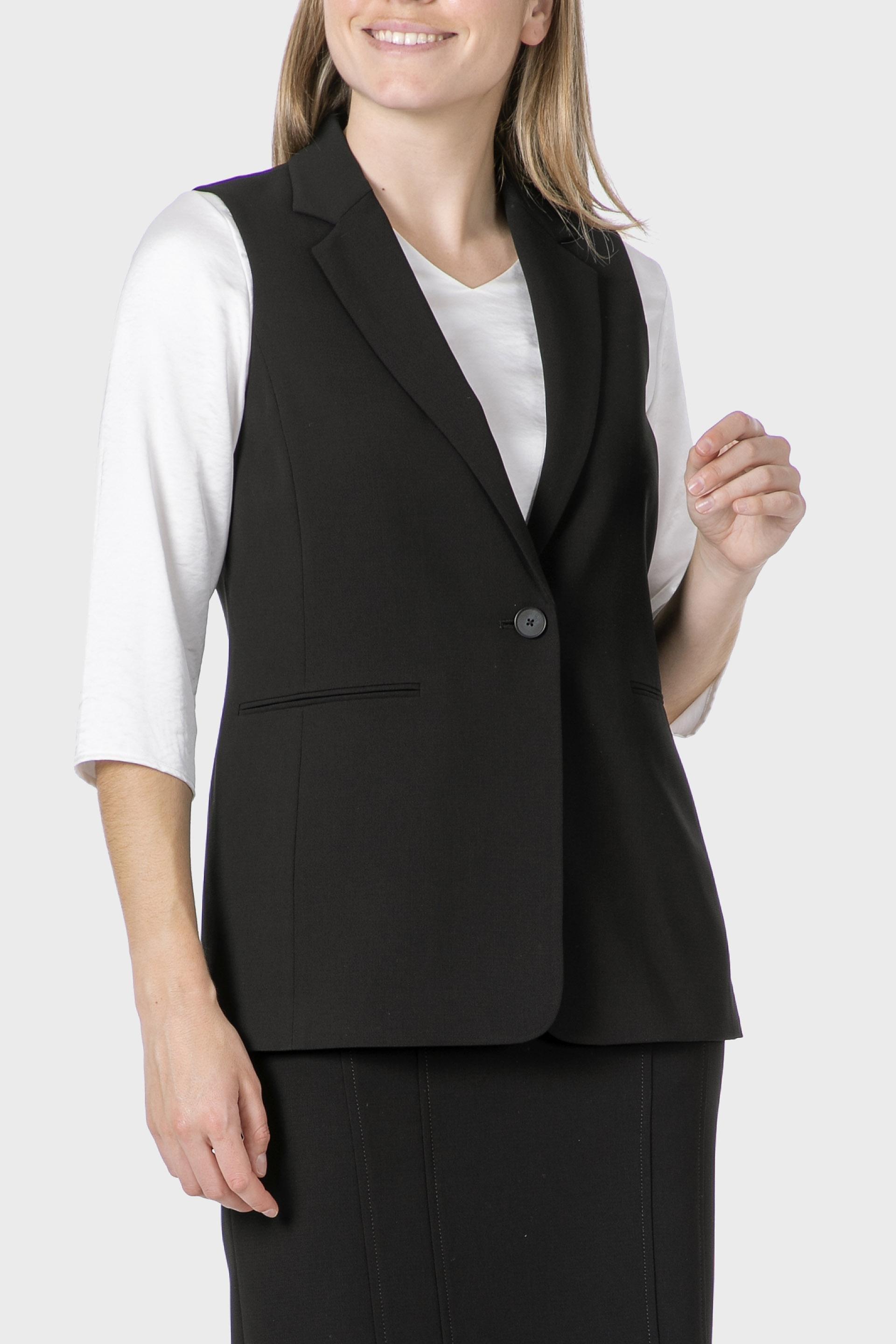 Black V-Neck Vest, , medium
