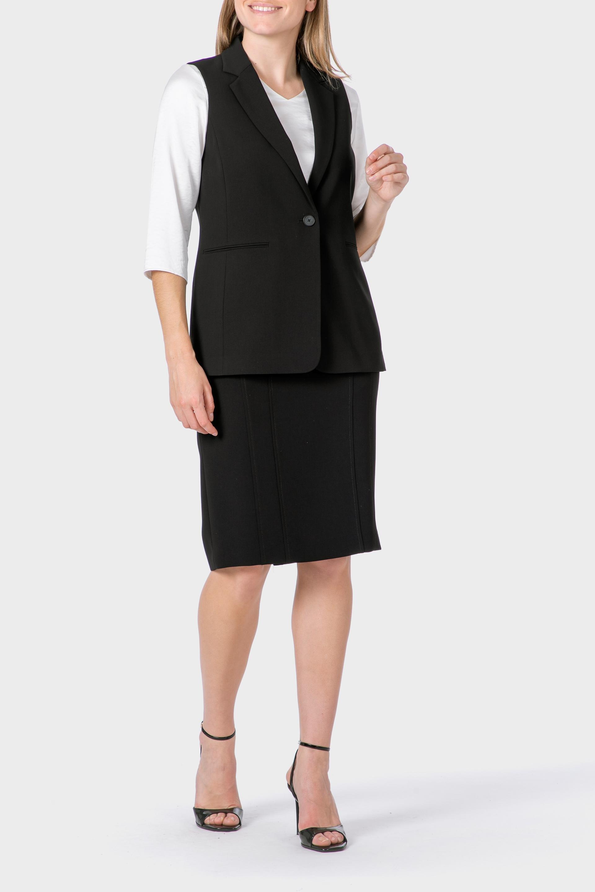 Black V-Neck Vest, , large image number 1