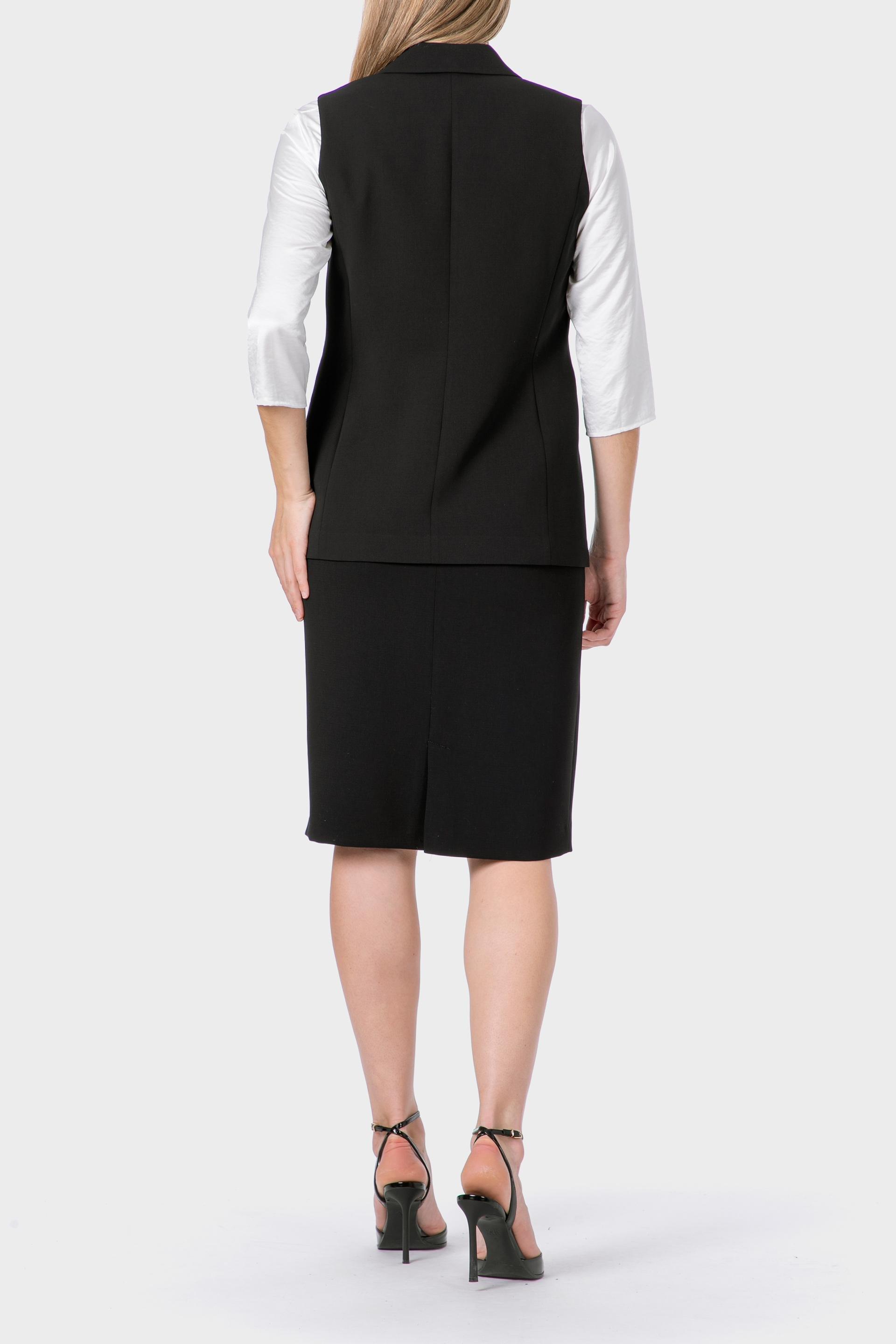 Black V-Neck Vest, 3701_120, large image number 3