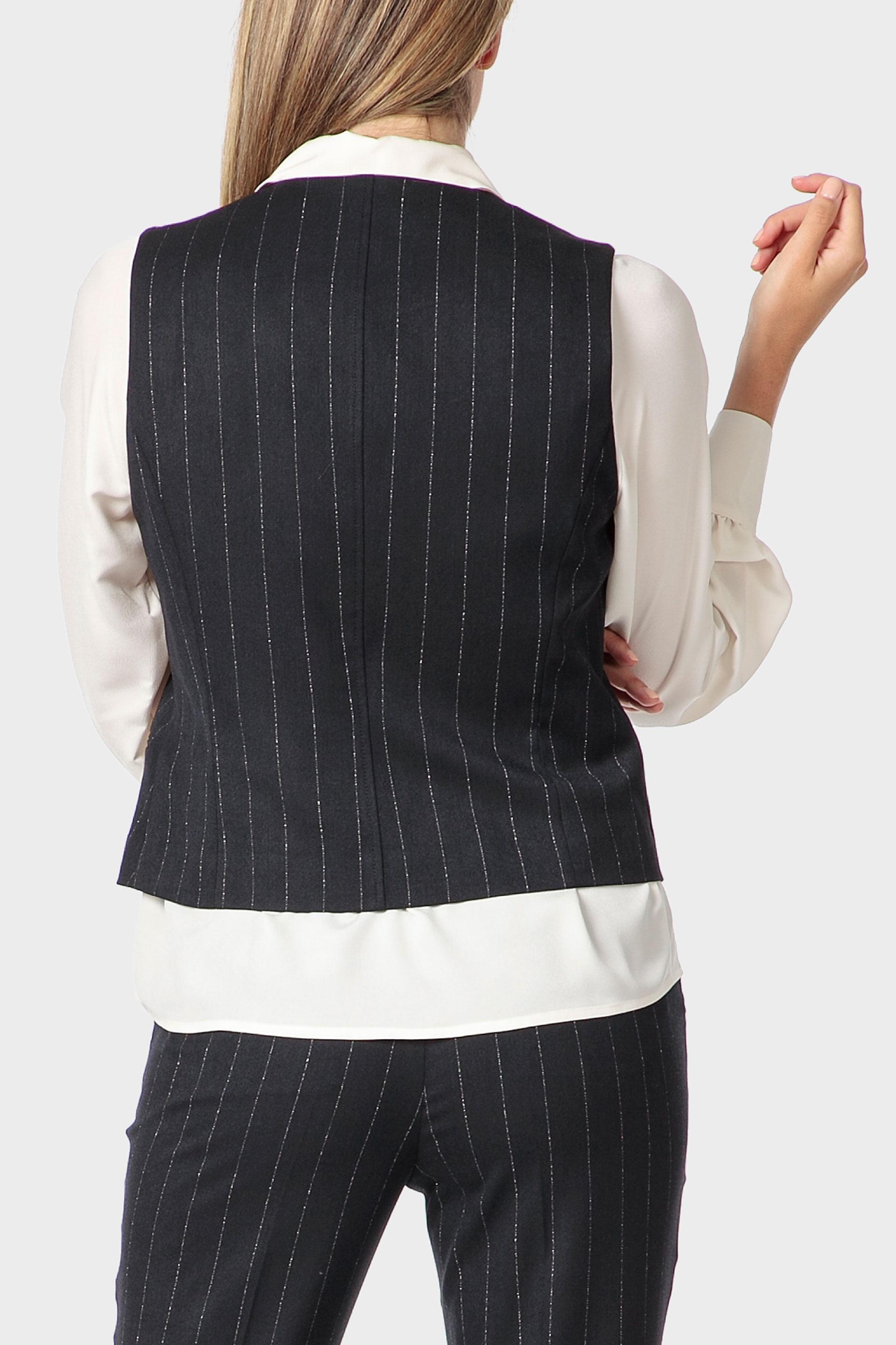 Black Pinstripe Waistcoat, Blue Cosmos, large image number 3