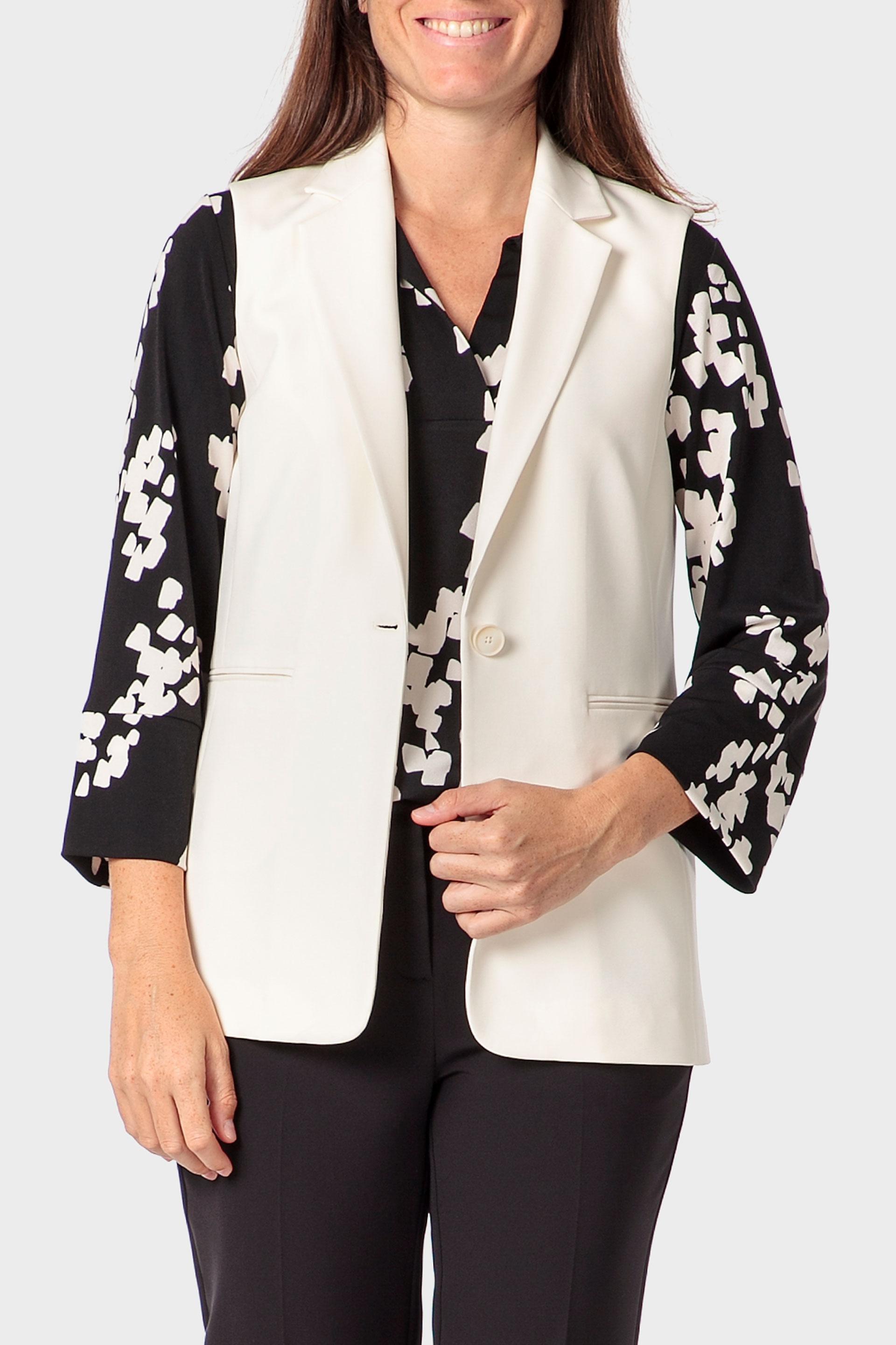 White Long Waistcoat, Beige Wax, large image number 0